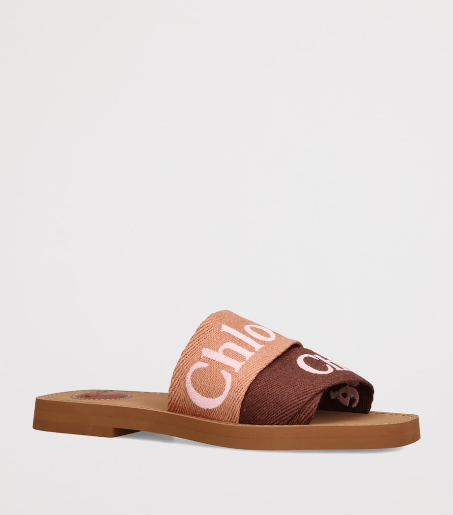 Chloé Canvas Jacquard Woody Sandals Pink Comb Image 2