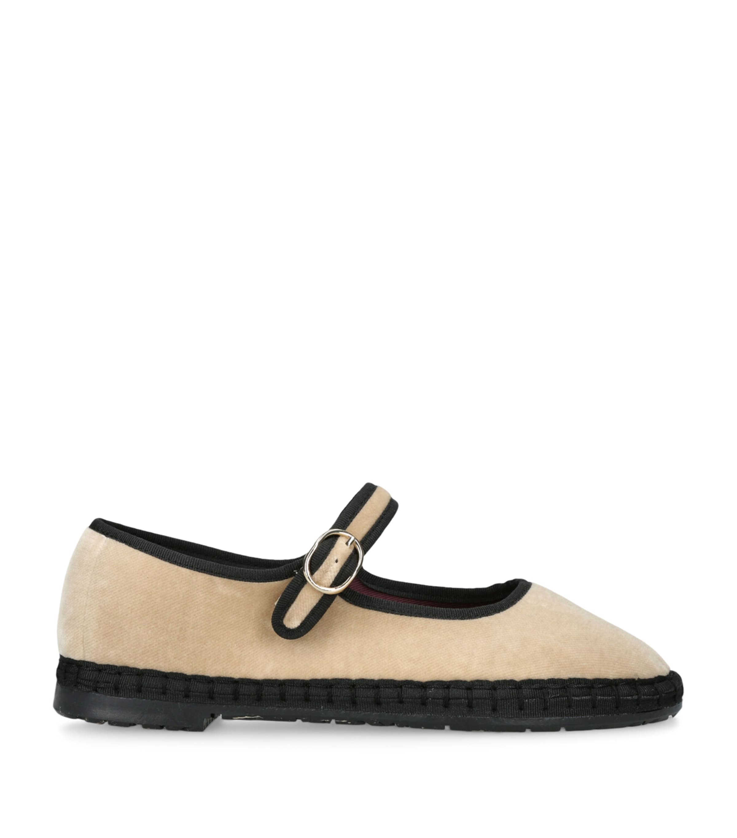 Flabelus Velvet Theodora Mary Janes Cream Comb Image 1