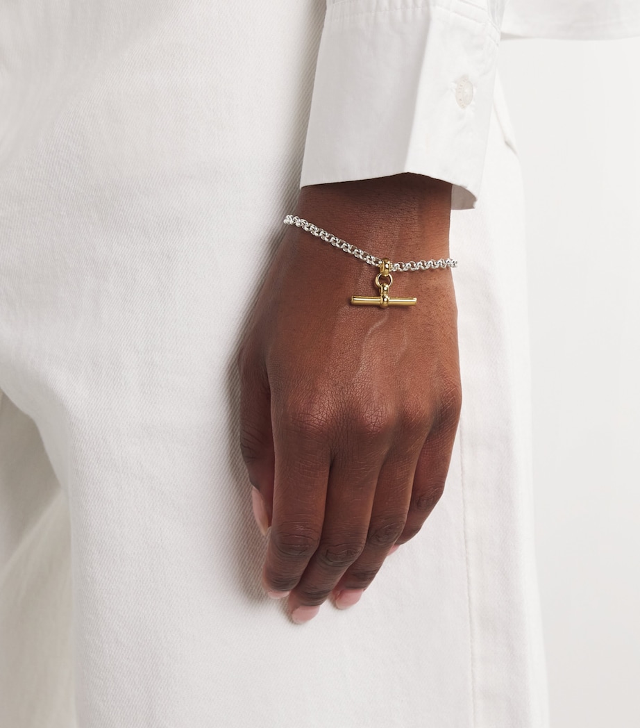 TILLY SVEAAS Gold-Plated T-Bar Belcher Chain Bracelet Silver/gold Image 2