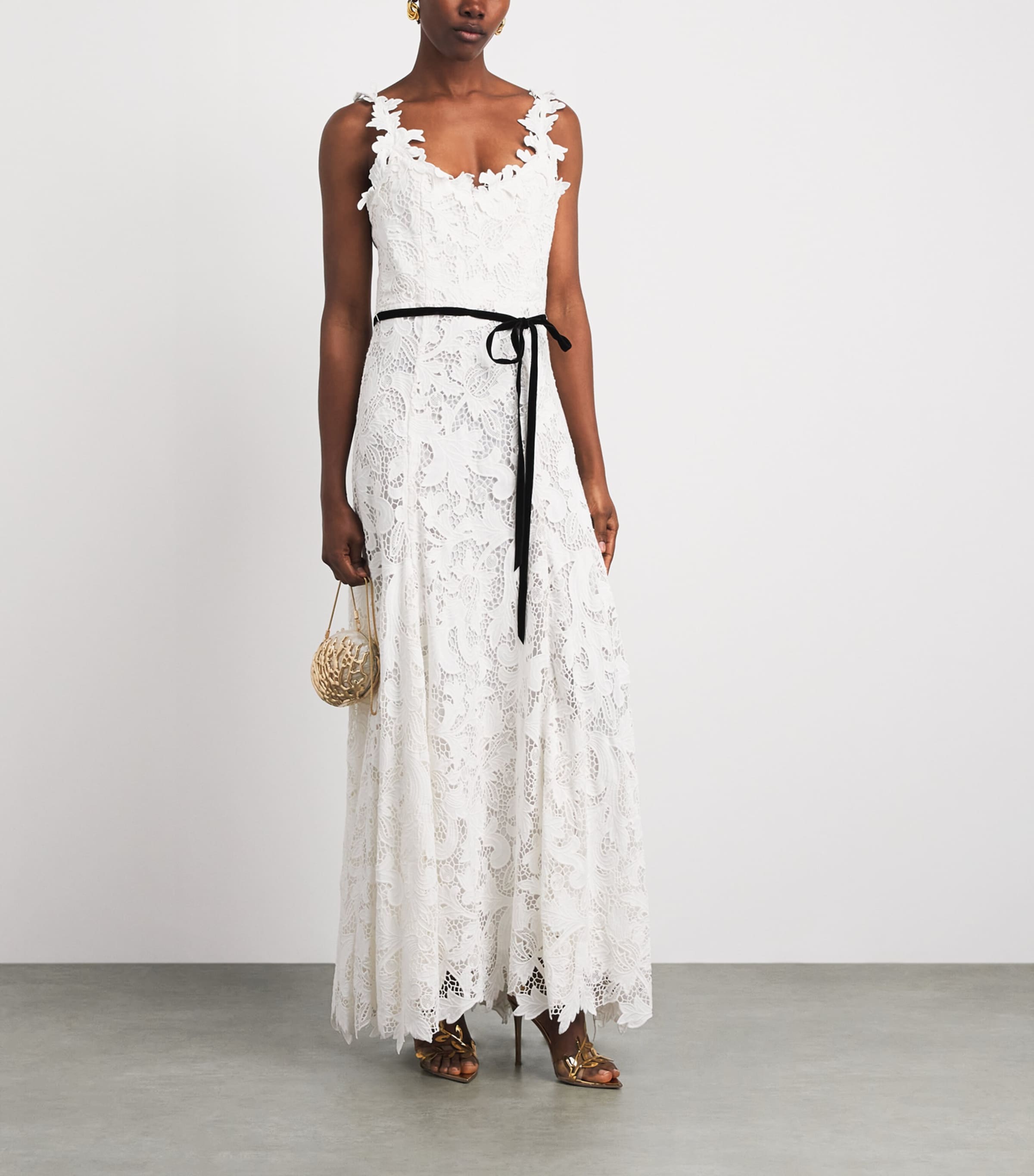 Alice+Olivia Womens Lace Calla Maxi Dress Off White Image 2