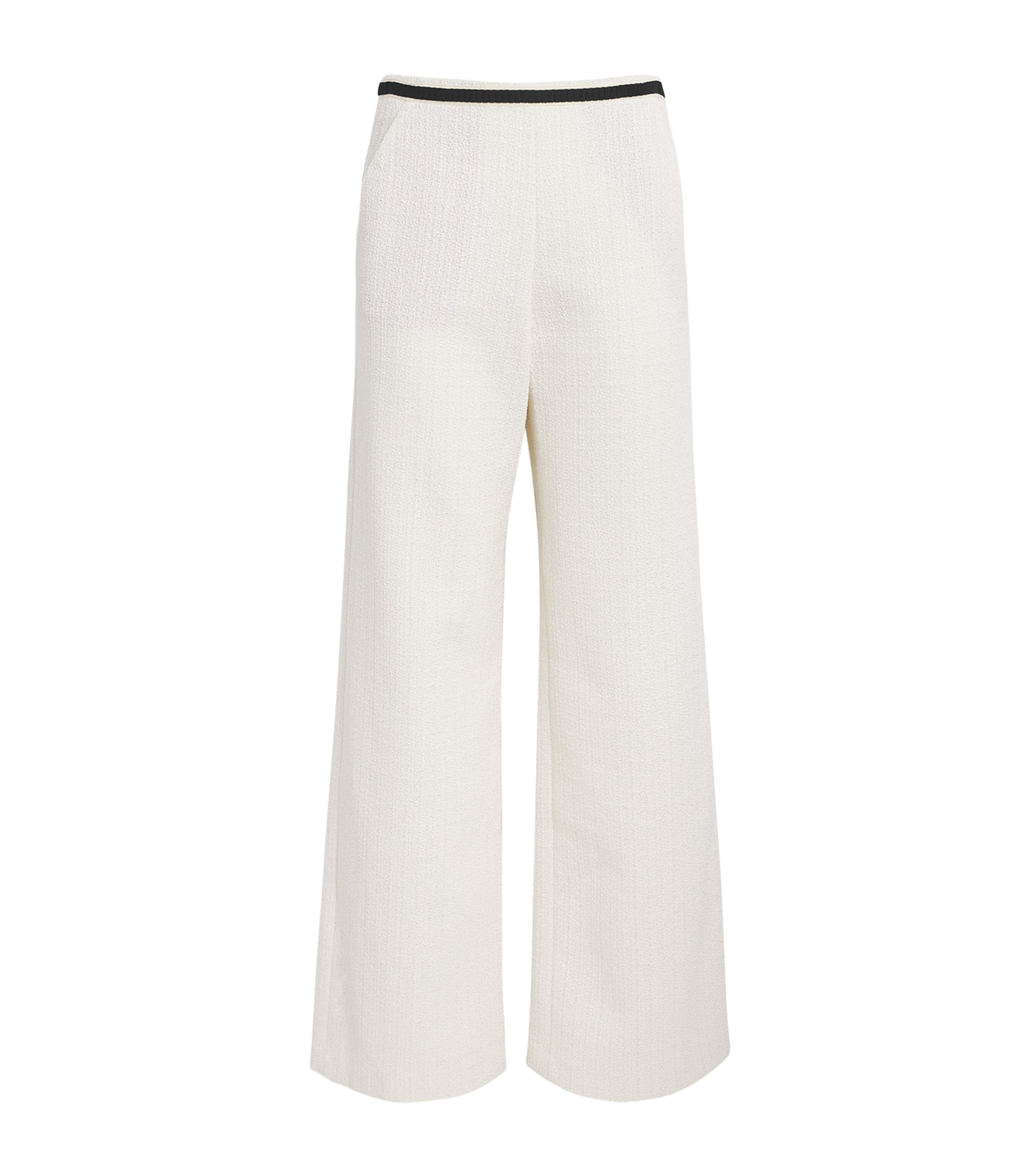 Maje Tweed Wide-leg Trousers In White