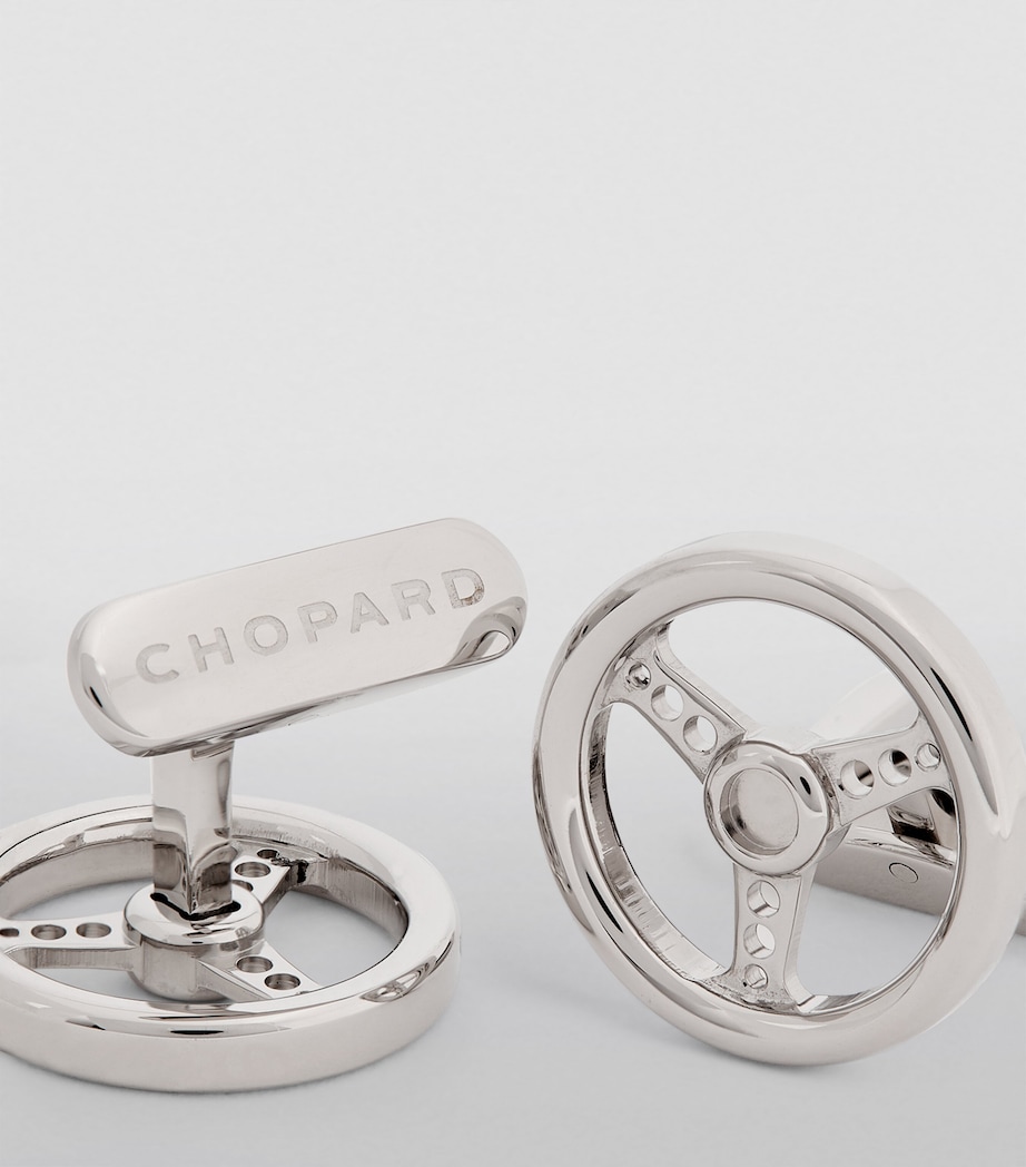 Racing Steering Wheel Cufflinks SILVER Image 3