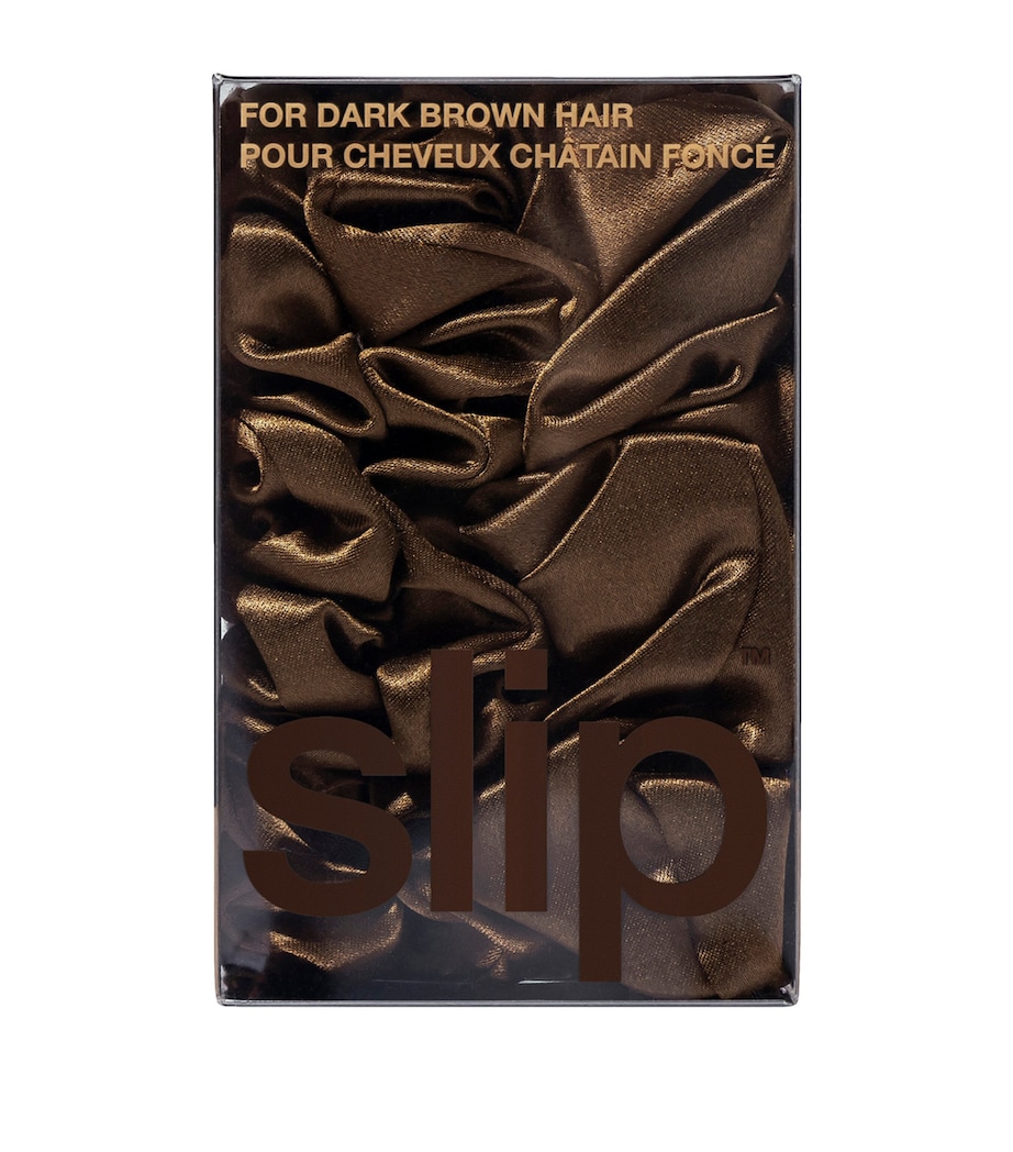 Silk Back To Basics Scrunchies (Set of 3) DARK BROWN Image 2