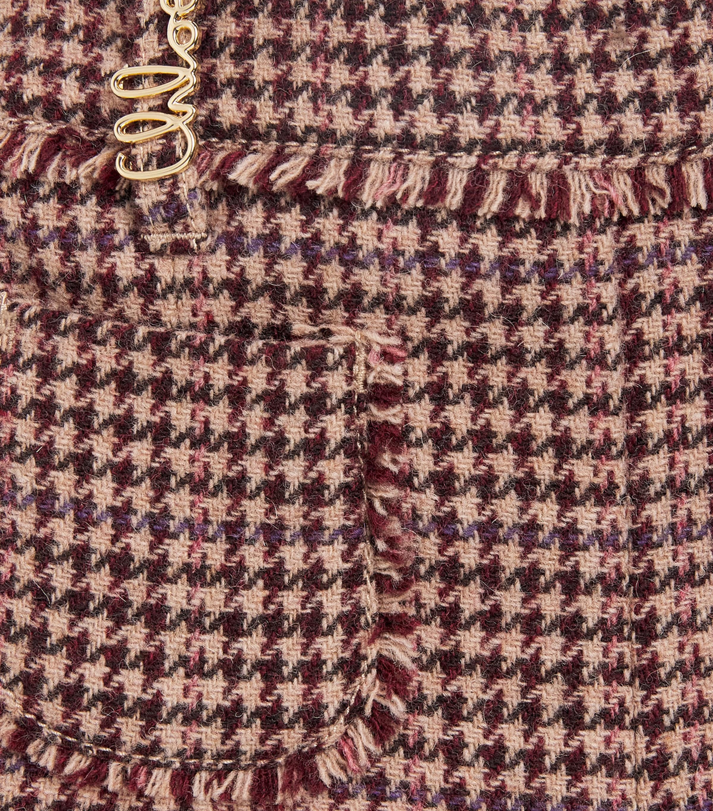 Chloé Kids Wool Houndstooth Shorts (6-36 Months) Stone Choc Vbr Image 3