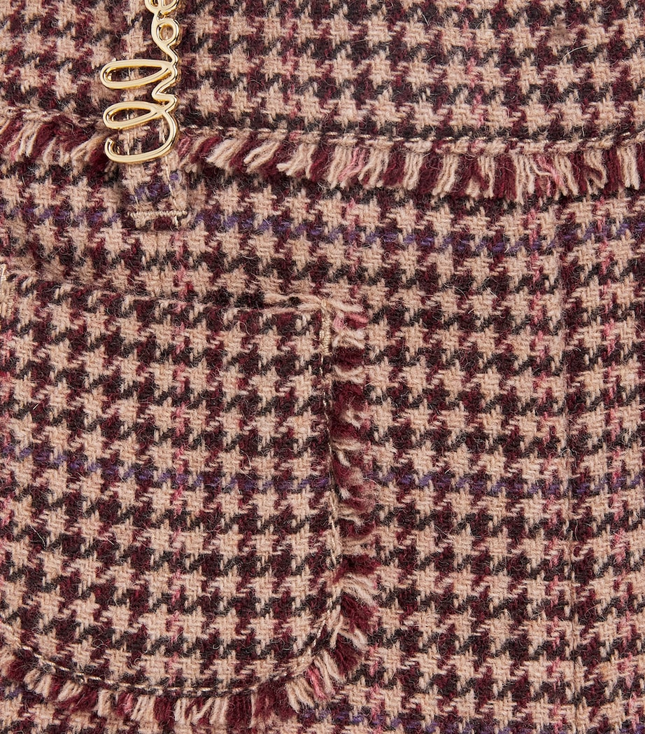 Chloé Kids Wool Houndstooth Shorts (6-36 Months) Stone Choc Vbr Image 3