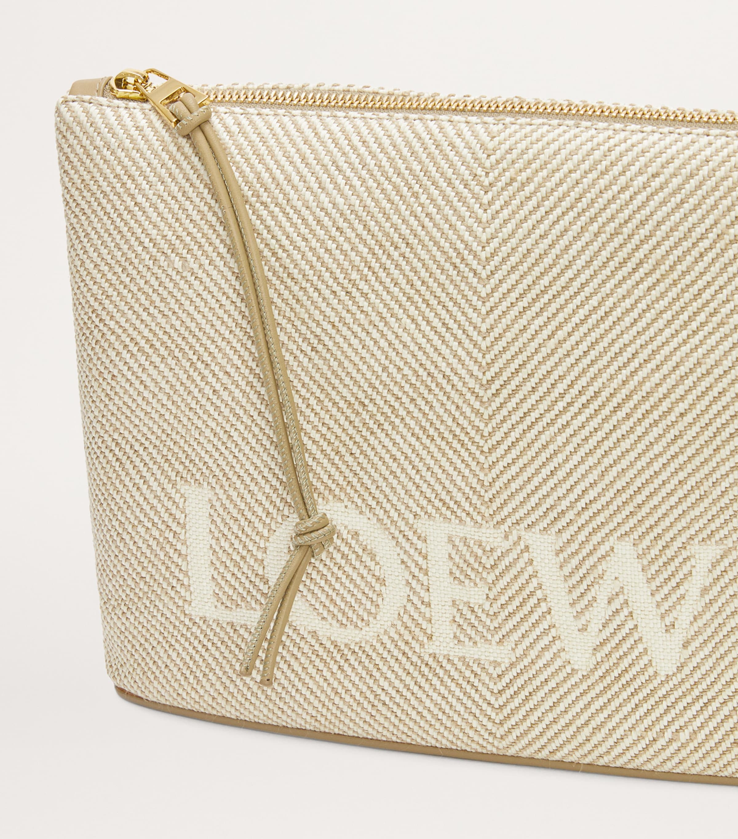 LOEWE Beige Jacquard Logo Oblong Pouch | Harrods UK