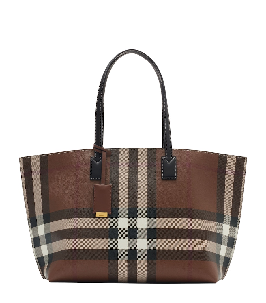 Medium Check Tote Bag DARK BIRCH BROWN Image 1