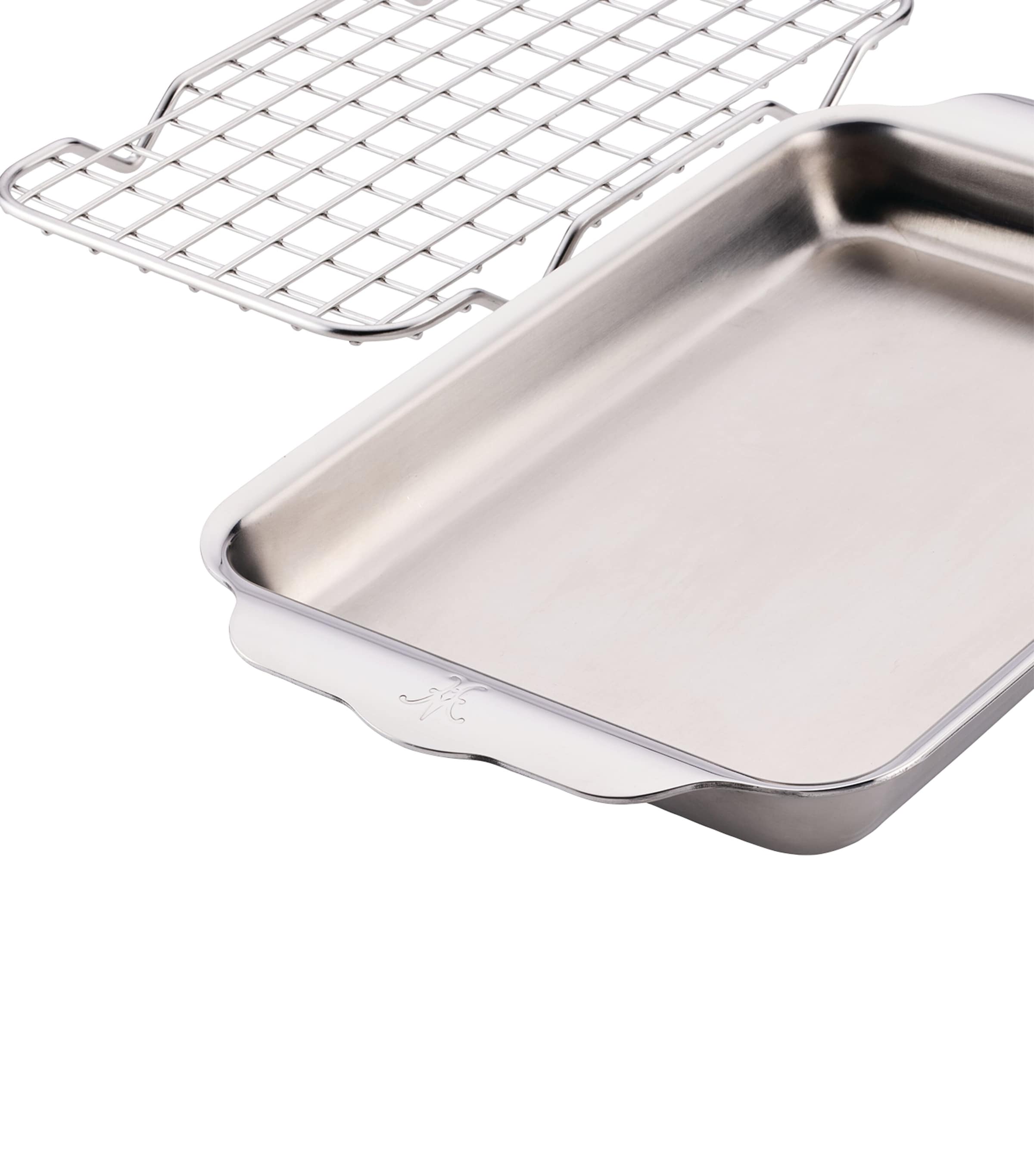 Stainless Steel Baking Pan with Cooling Rack (29cm) SILVER Image 4