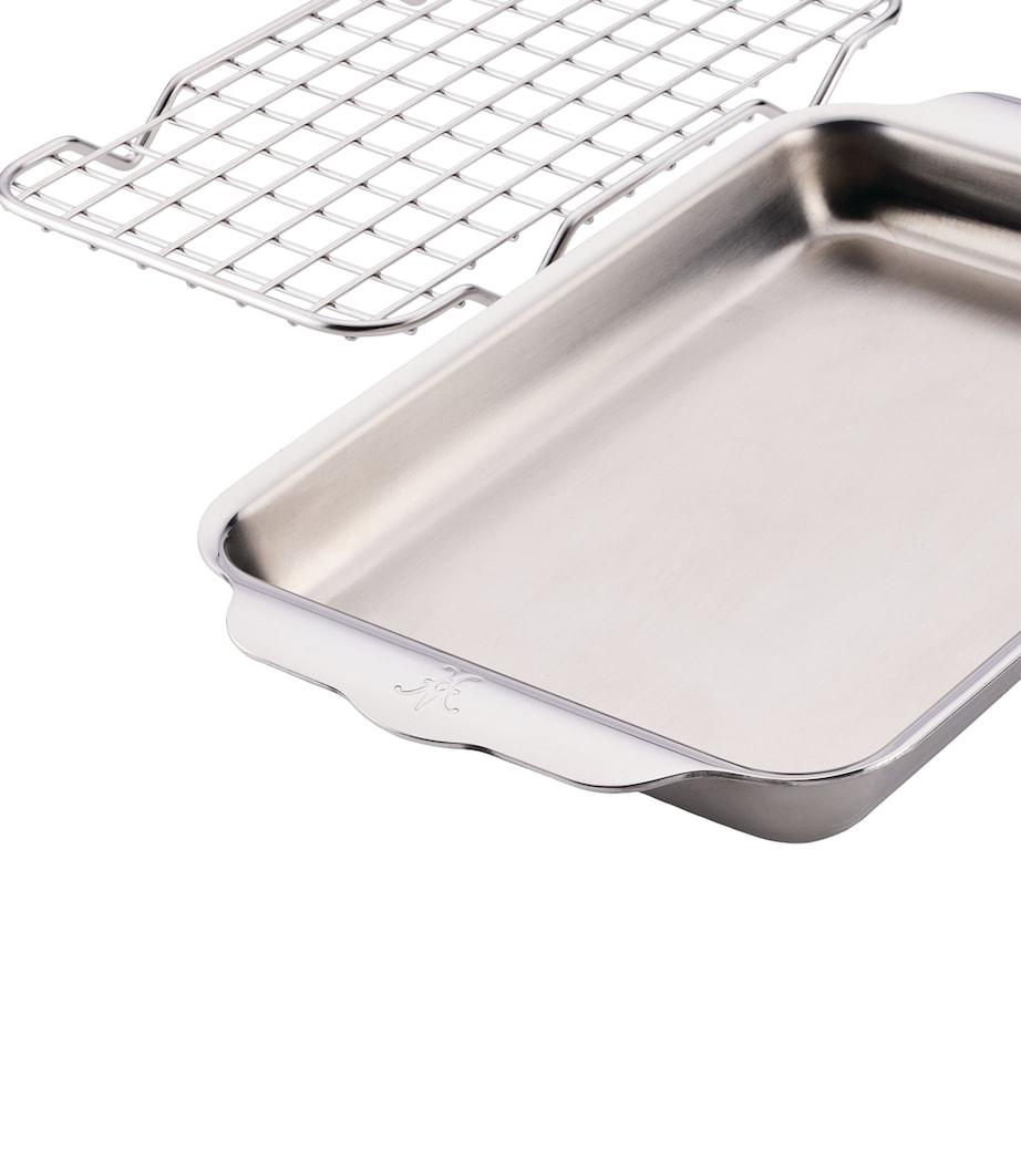 Stainless Steel Baking Pan with Cooling Rack (29cm) SILVER Image 4
