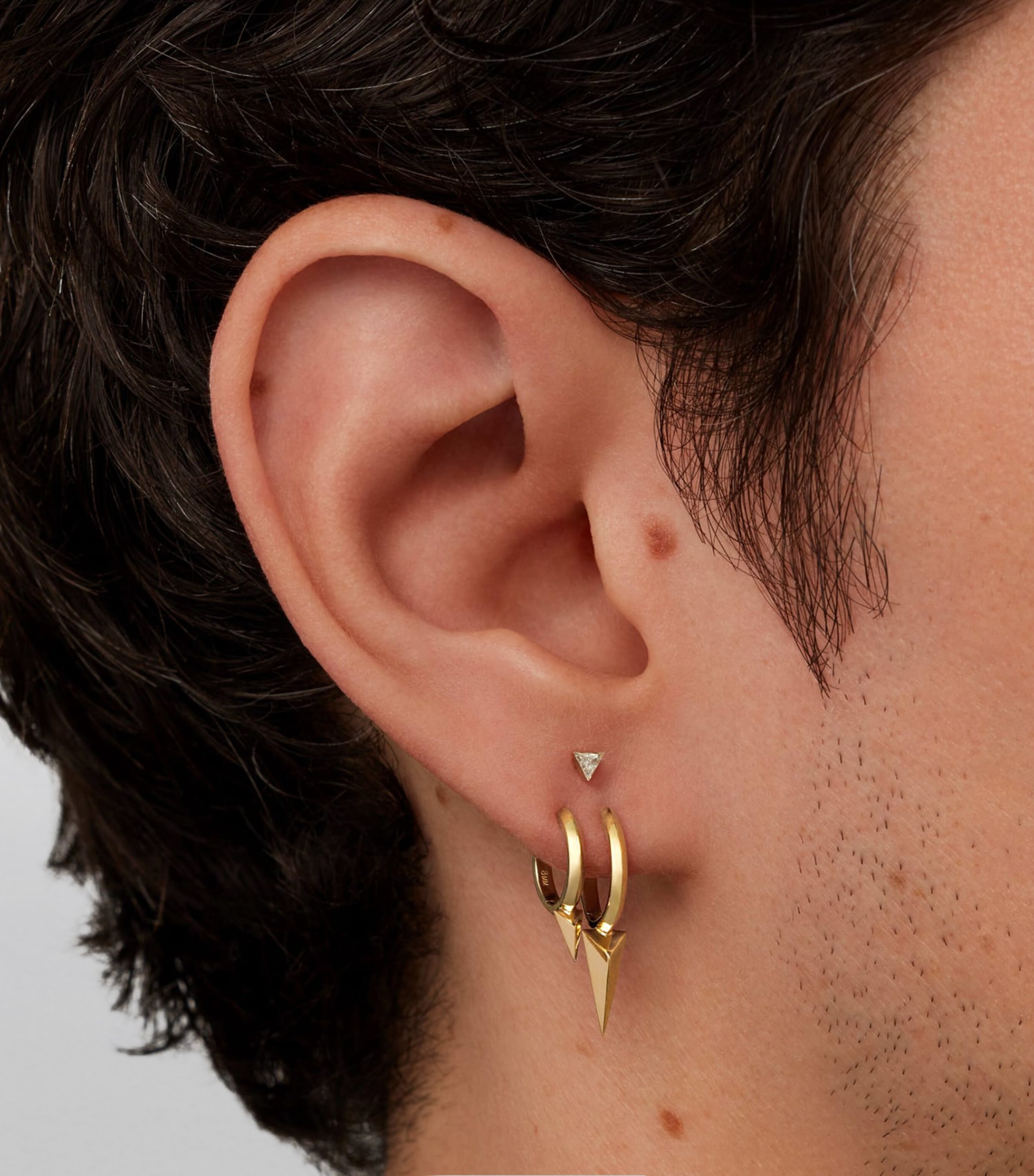 Rose Gold Faceted Single Long Spike Hoop Earring (9.5mm) ROSE GOLD Image 3