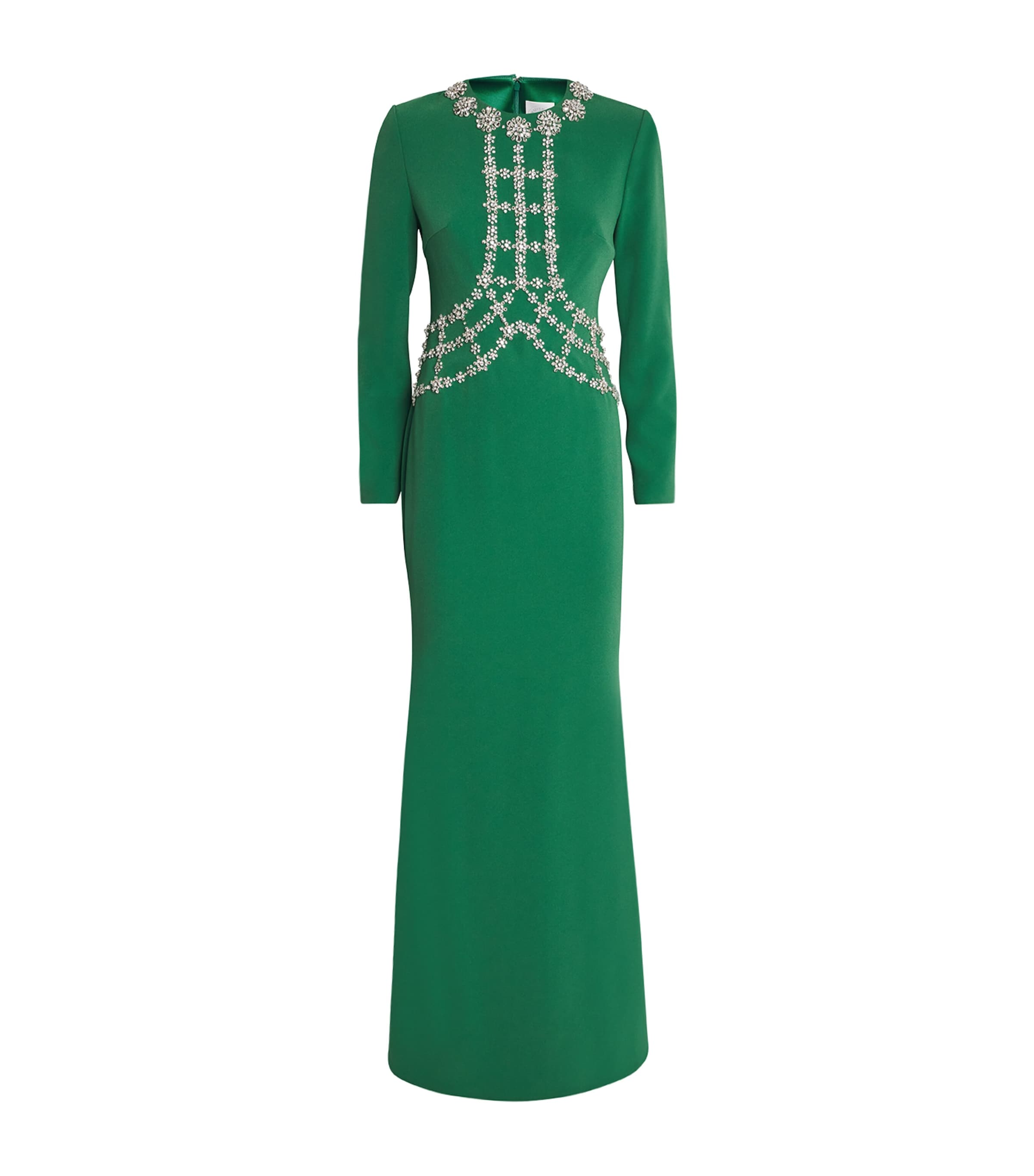 Huishan Zhang Green Crystal-Embellished Jordyn Maxi Dress | Harrods MU