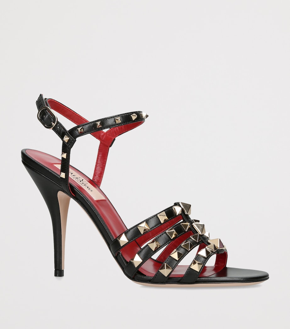 Valentino Garavani Leather Rockstud Heeled Sandals 100 Black Image 3