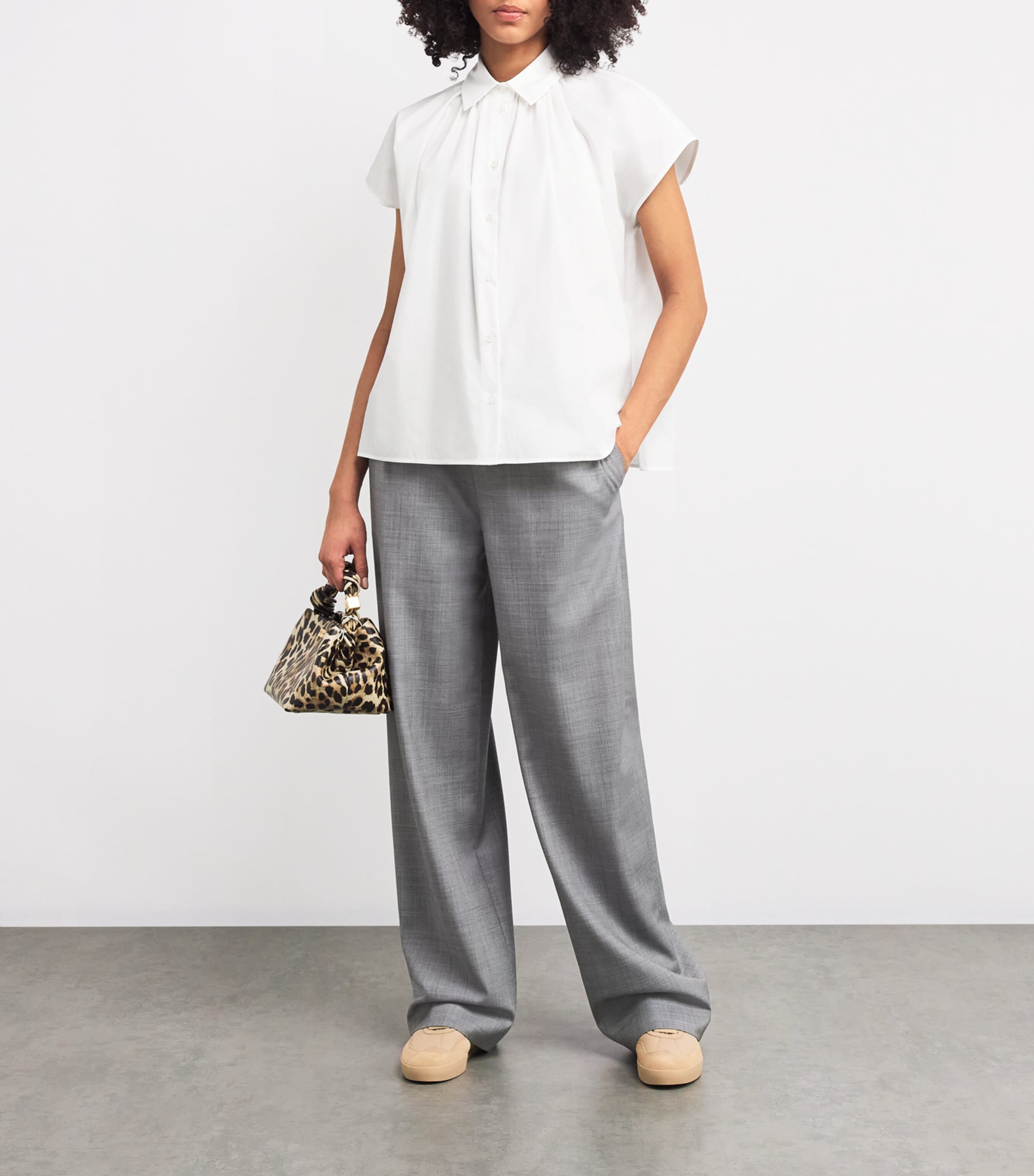 Cotton Short-Sleeve Shirt WHITE Image 2