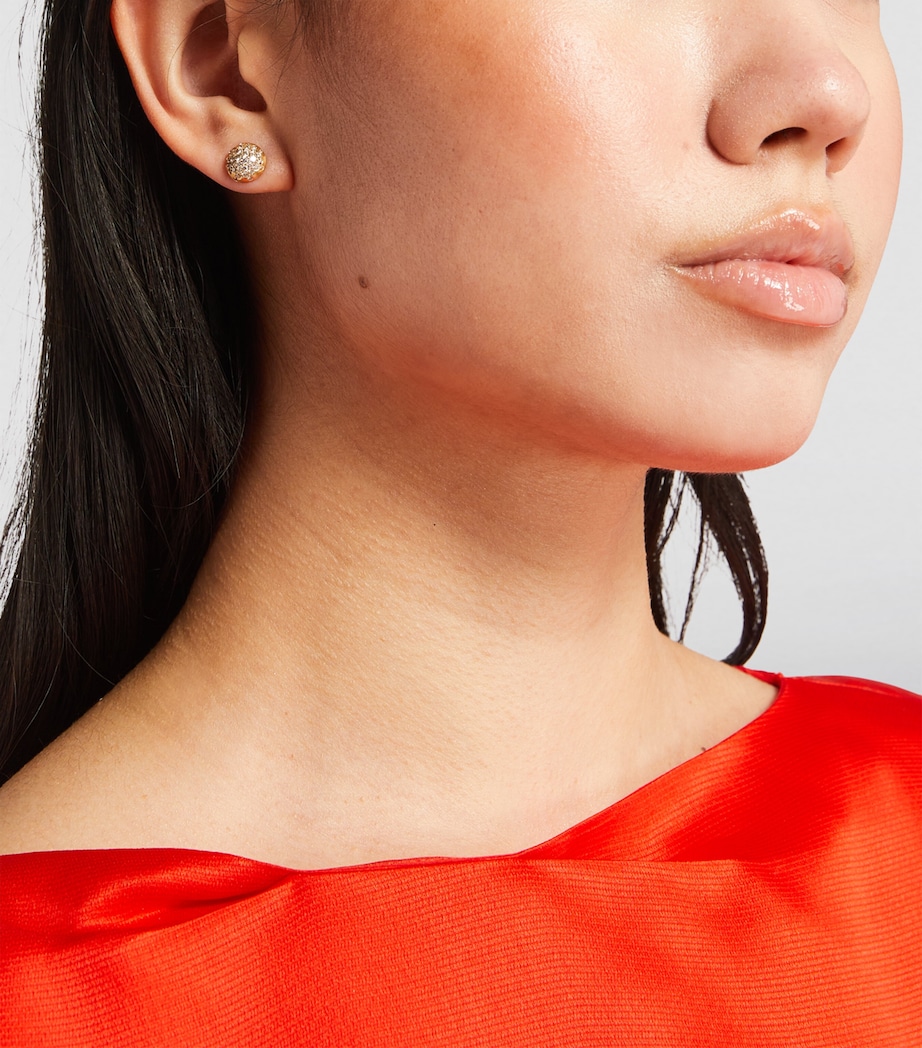 Large Yellow Gold and Diamond Lotus Power Earrings YELLOW GOLD Image 7