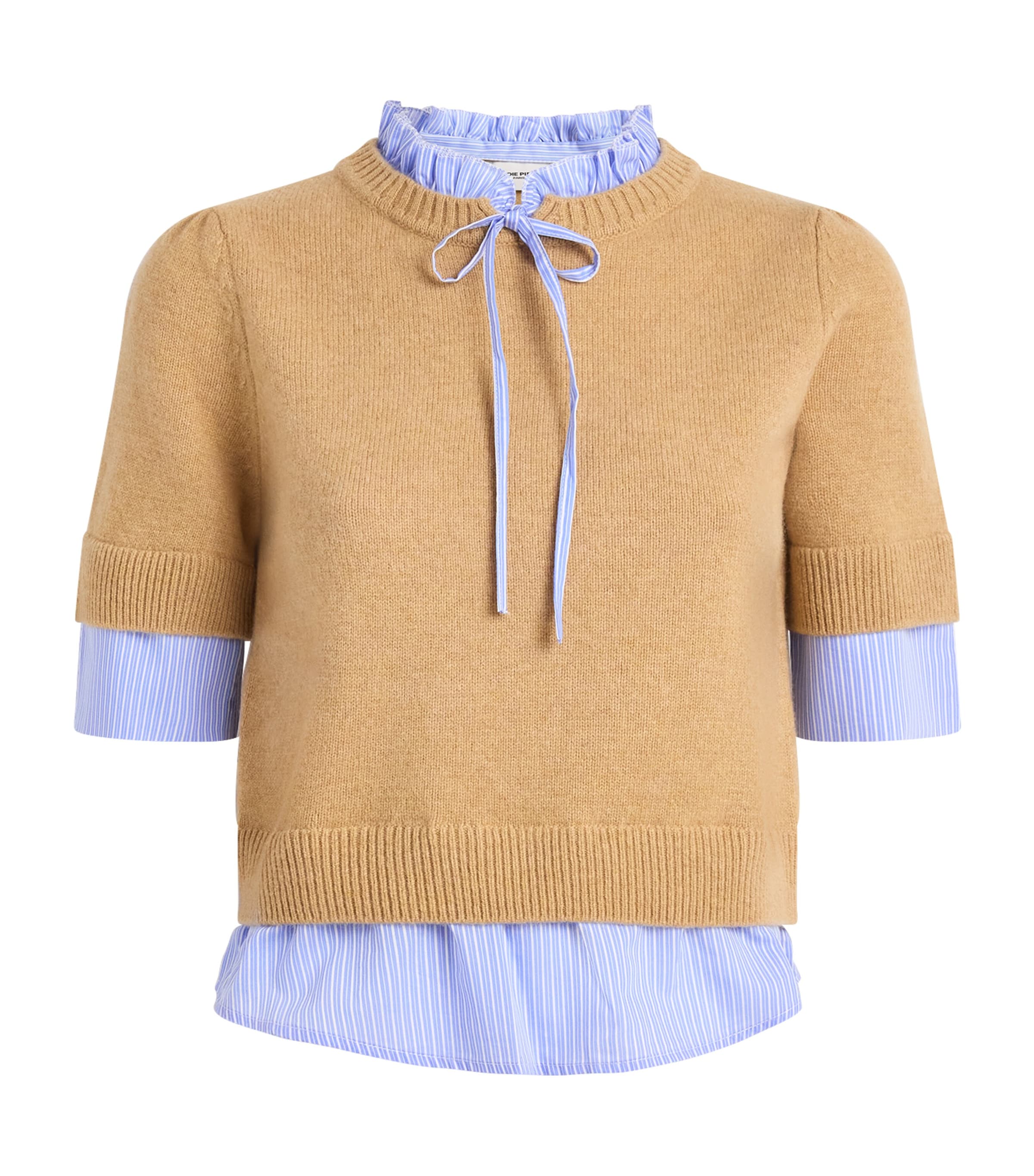 Claudie Pierlot Womens Wool Layered Sweater Beige Image 1
