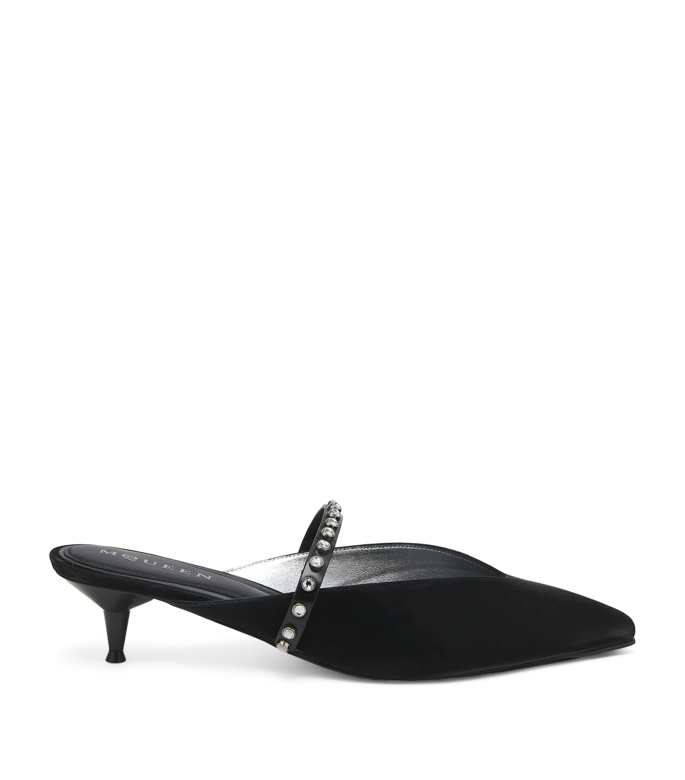 Alexander Mcqueen Nylon Revel Heeled Mules 50 In Black