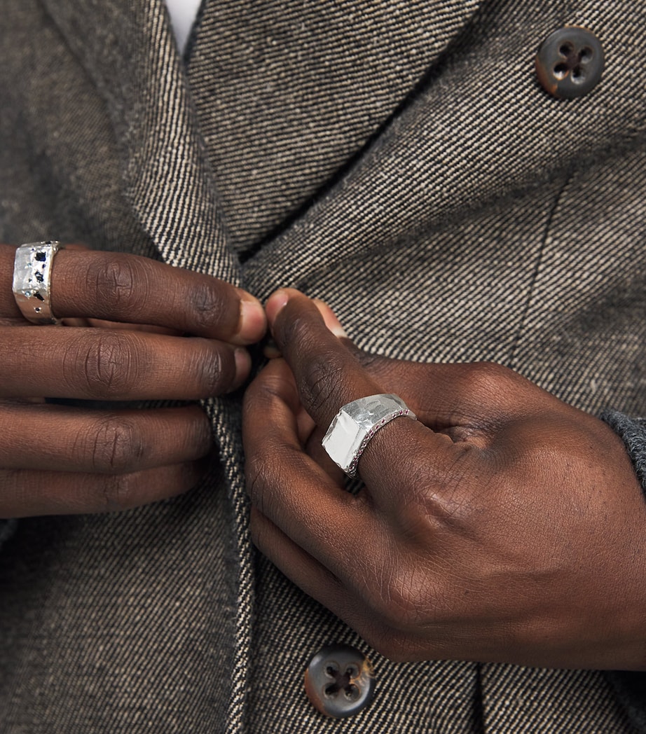 Sterling Silver and Ruby Square Signet Ring RED Image 5