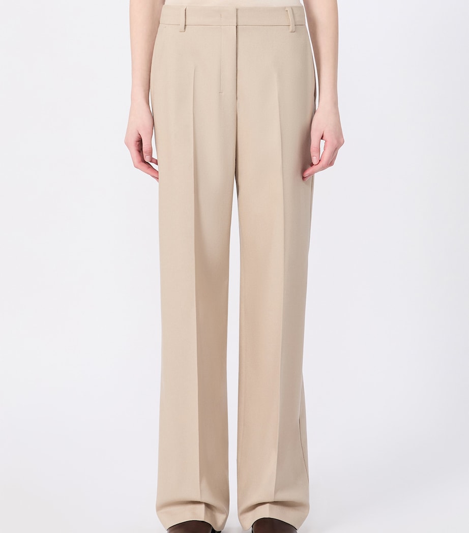 Max Mara Womens Virgin Wool-Blend Straight Trousers Albino Image 3