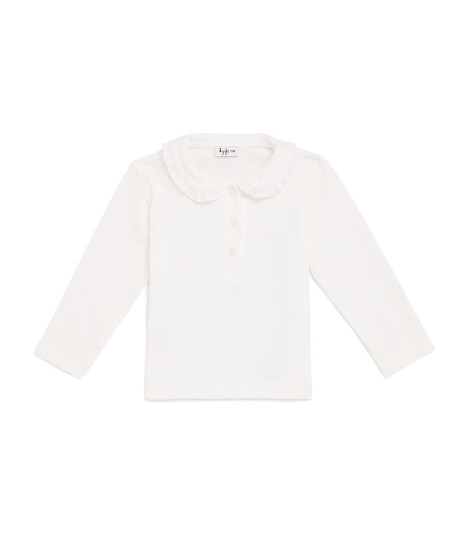 Il Gufo Frill-Trim Polo Shirt (6 Months-10 Years) Milk/white Image 1