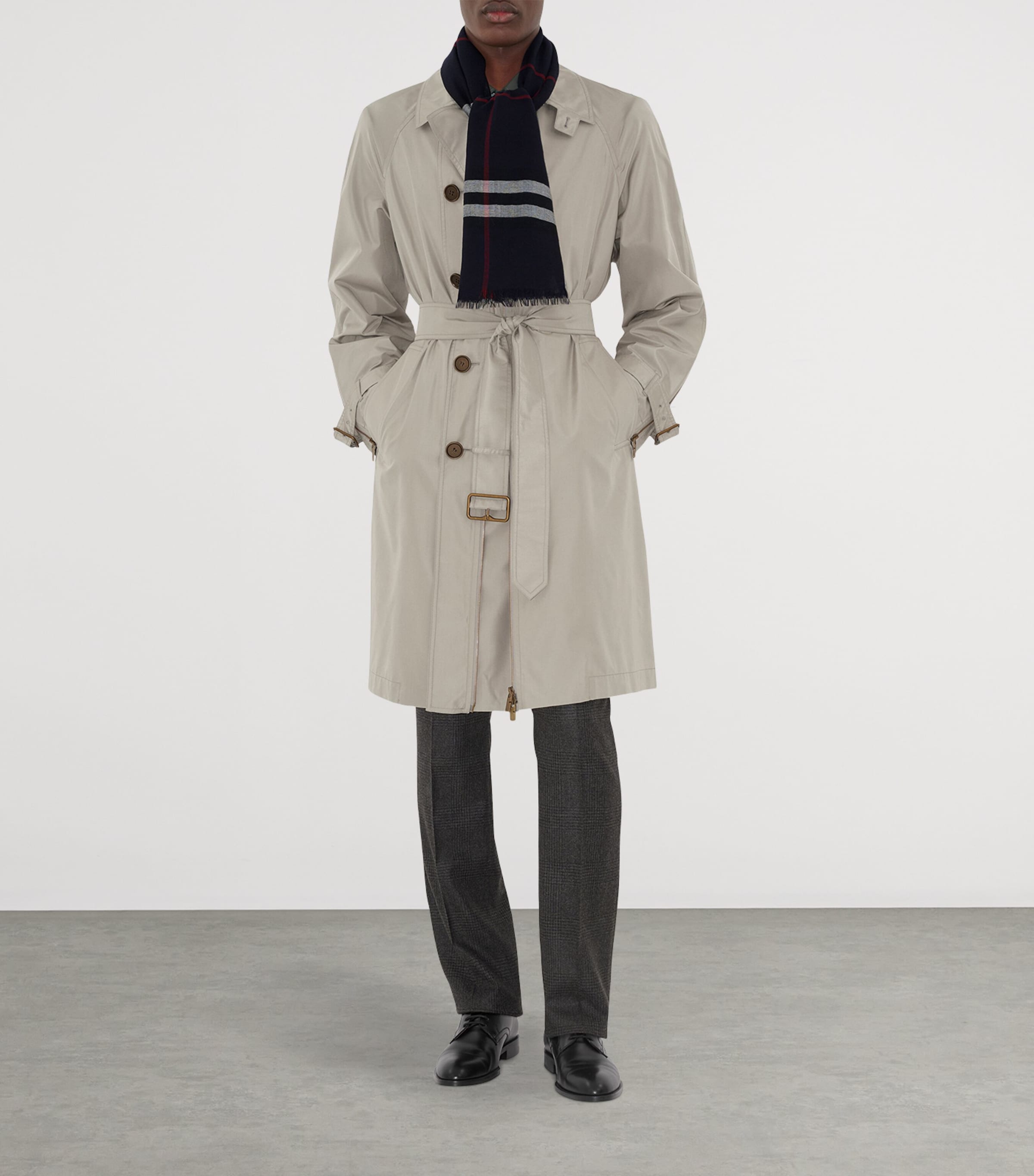 Wool Wide Check Scarf INK BLUE Image 5