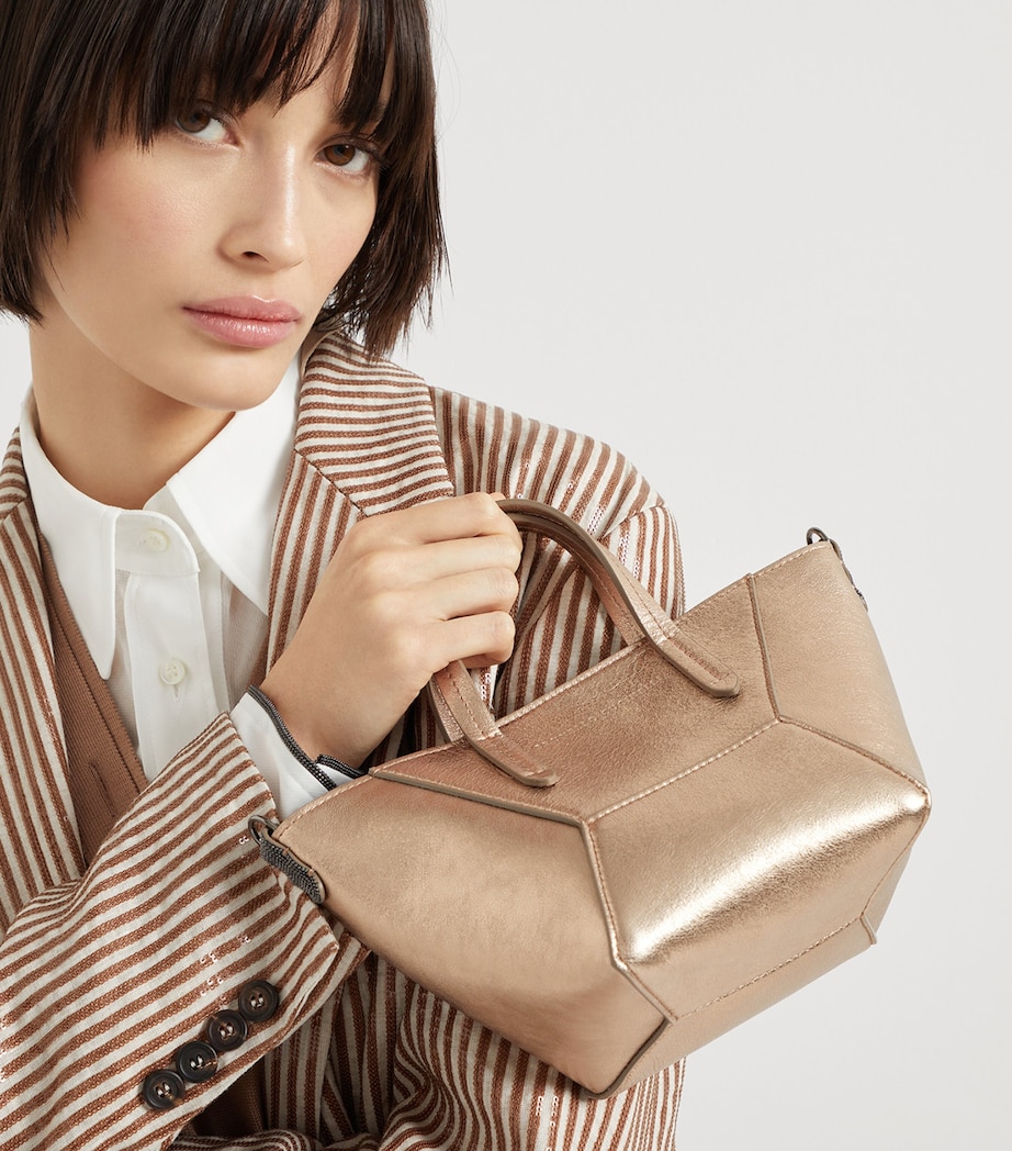 Mini Lamé Calfskin BC Duo Top-Handle Bag HAZELNUT Image 2