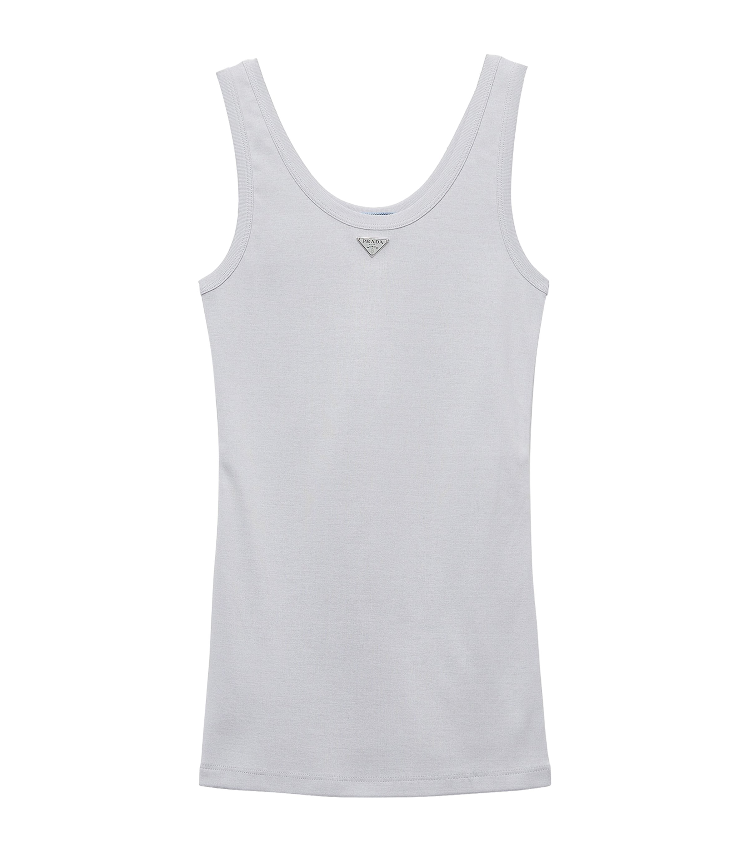 Prada Cotton Ribbed Tank Top Grey