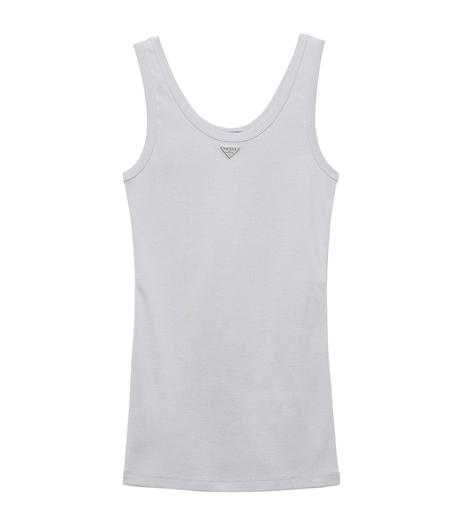 Prada Womens Cotton Ribbed Tank Top Grey Image 1