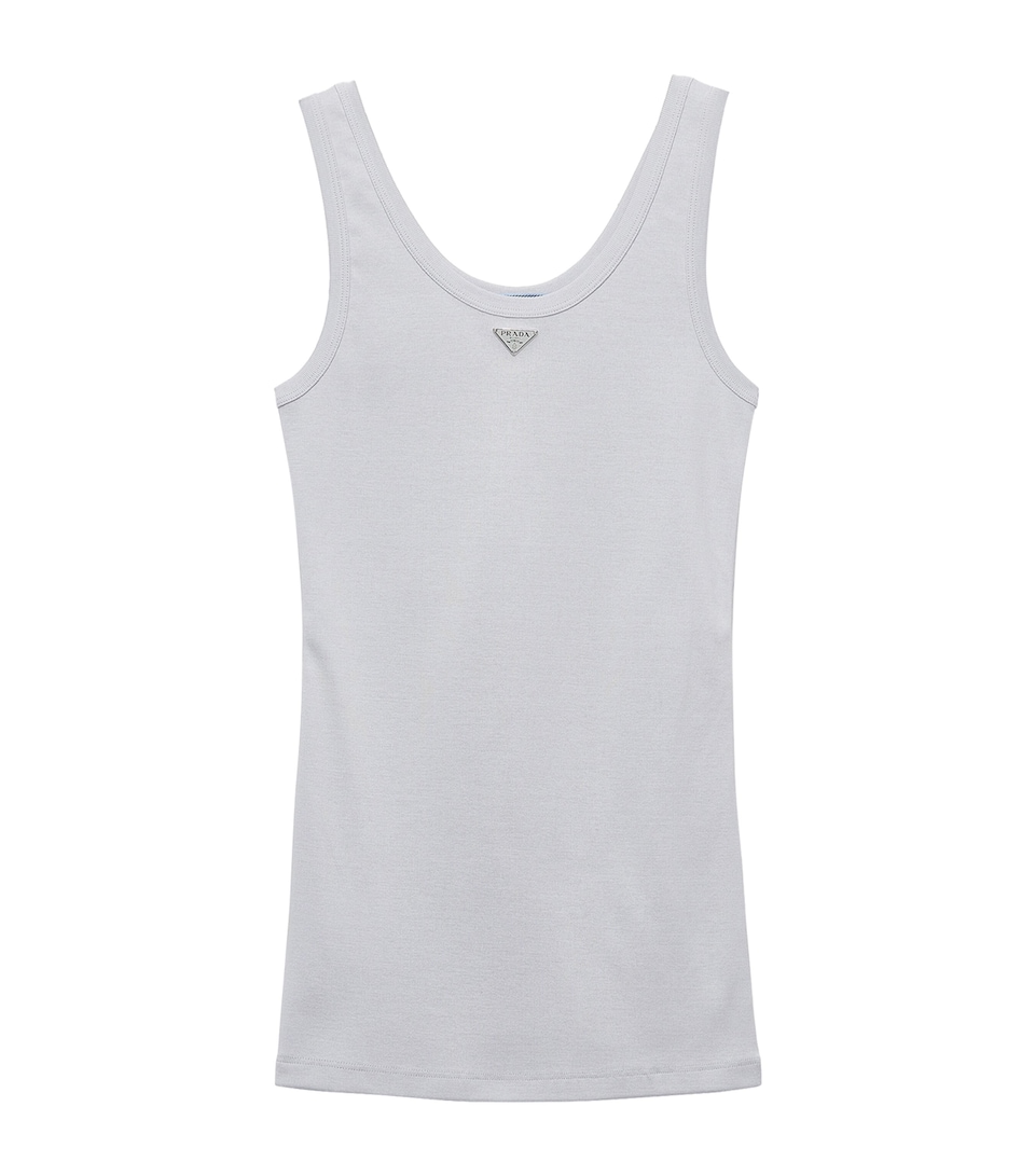 Prada Cotton Ribbed Tank Top Grey