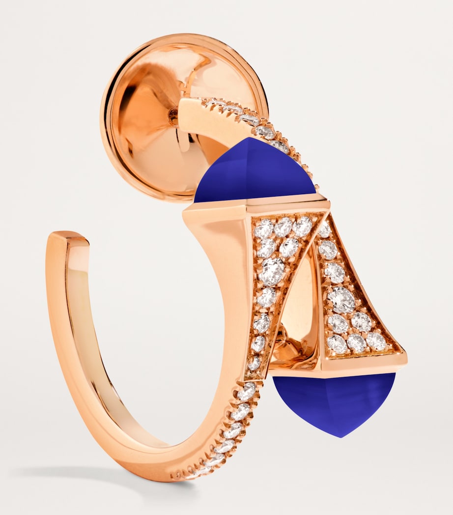 White Gold, Diamond and Green Agate Cleo Hoop Earrings ROSE GOLD Image 2