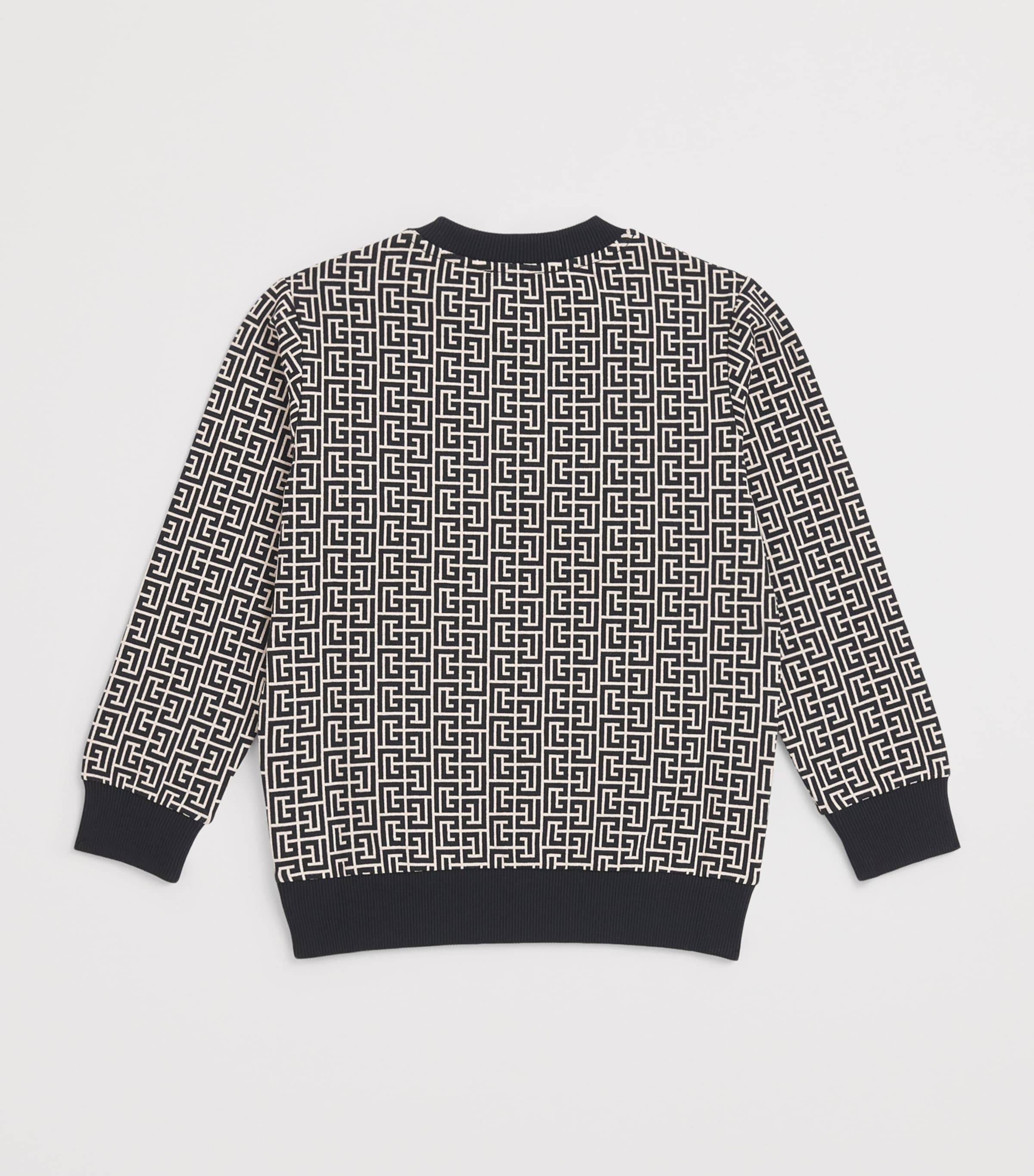 Balmain Kids Cotton Monogram Sweatshirt (6-14 Years) Cream/black Image 2