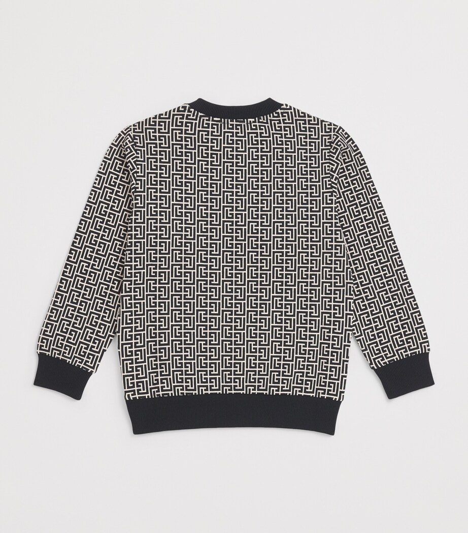 Balmain Kids Cotton Monogram Sweatshirt (6-14 Years) Cream/black Image 2