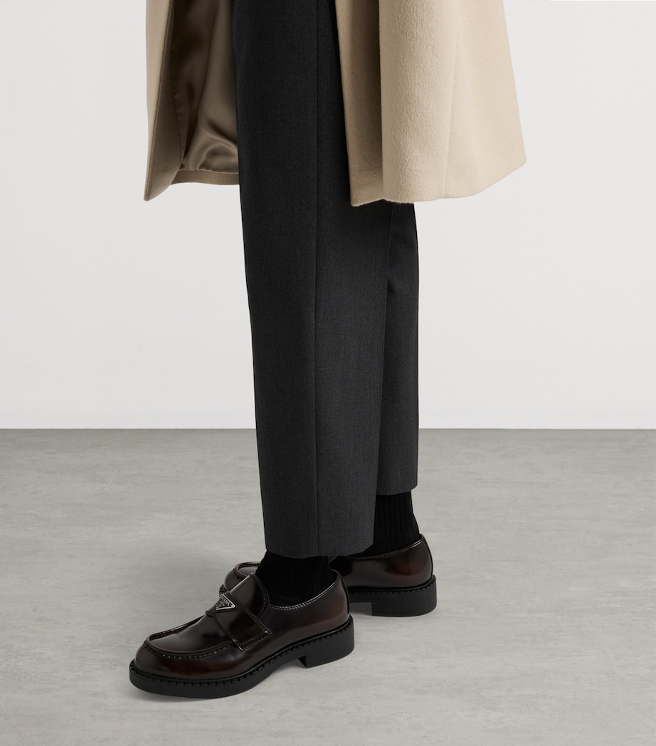 Leather Brushed Triangle Loafers F0038 Image 8