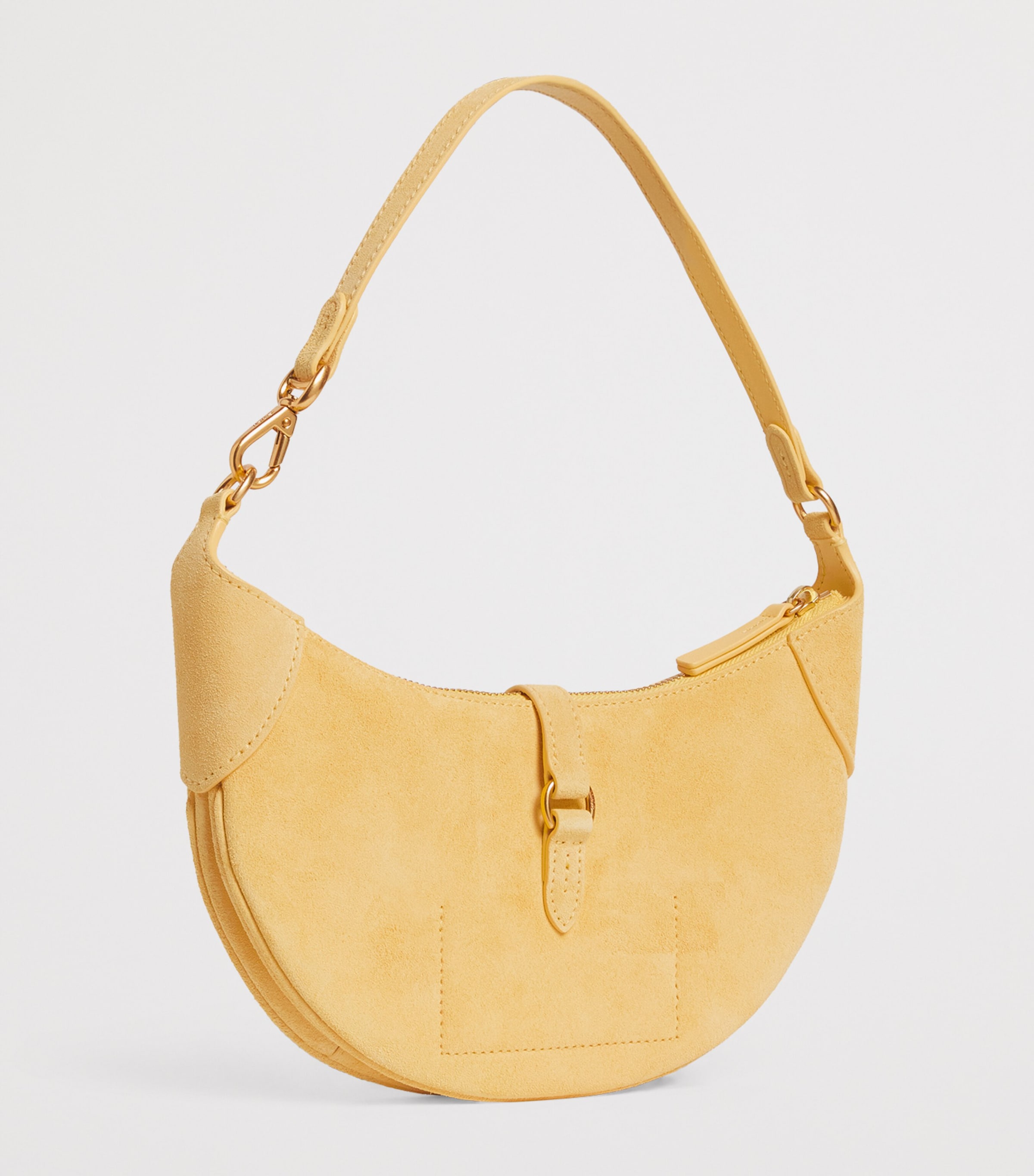 Polo Ralph Lauren Small Suede Polo ID Shoulder Bag Lemon Meringue Image 3