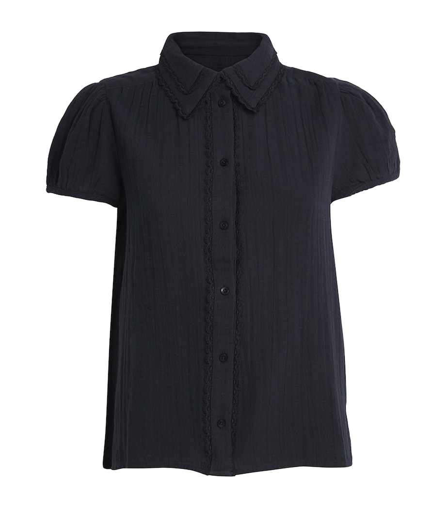 Cotton Cheesecloth Blouse NAVY Image 1