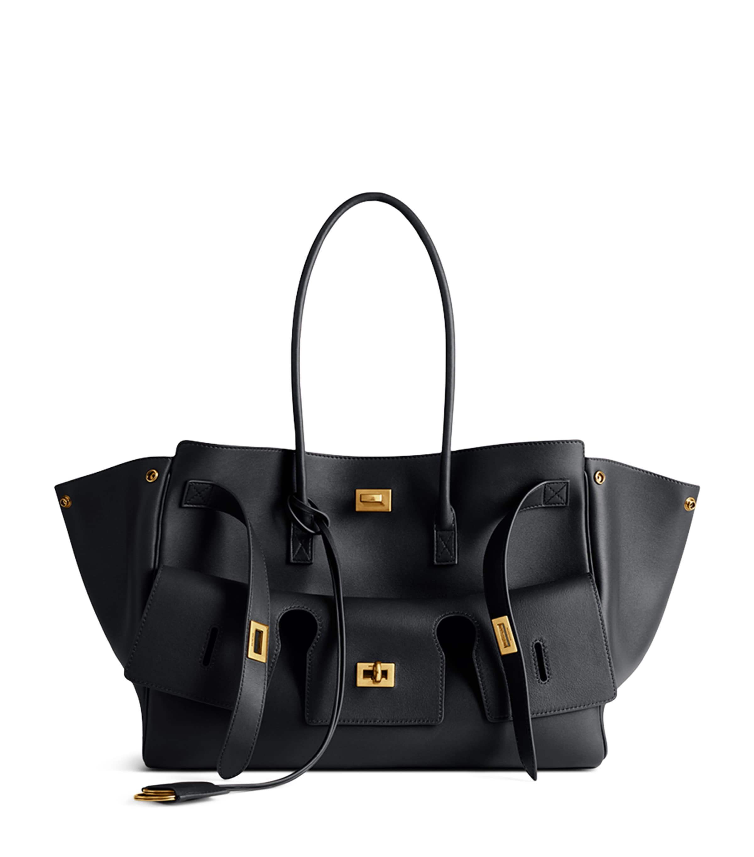 Balenciaga Black Medium Leather Bel Air Carry All Tote Bag