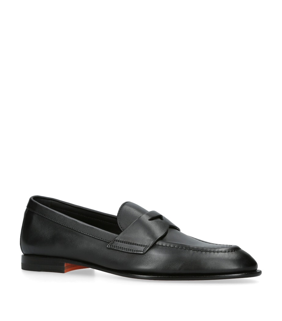Santoni Leather Famed Loafers Black Image 3