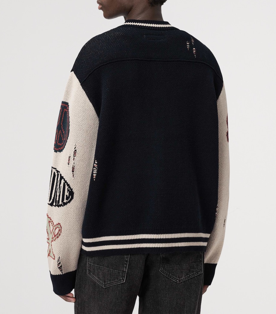AllSaints Mens Organic Cotton Chase Cardigan Black/ecru White Image 4
