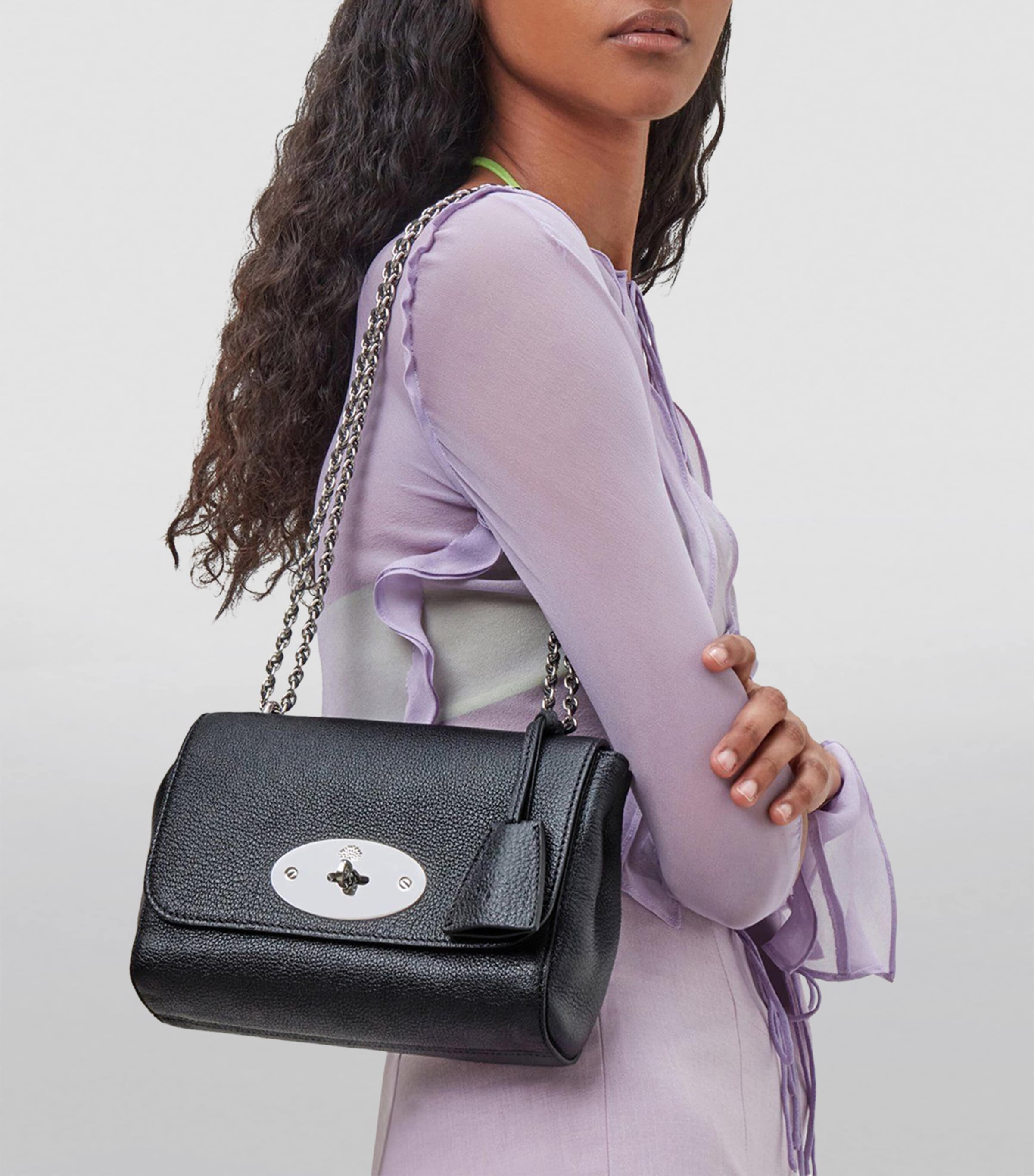 Leather Lily Shoulder Bag BLACK-SILVER TONED Image 7