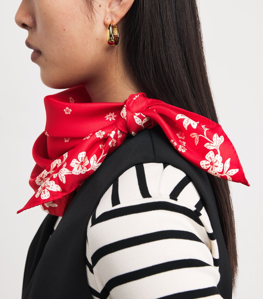 Silk Printed Square Scarf RED Image 2