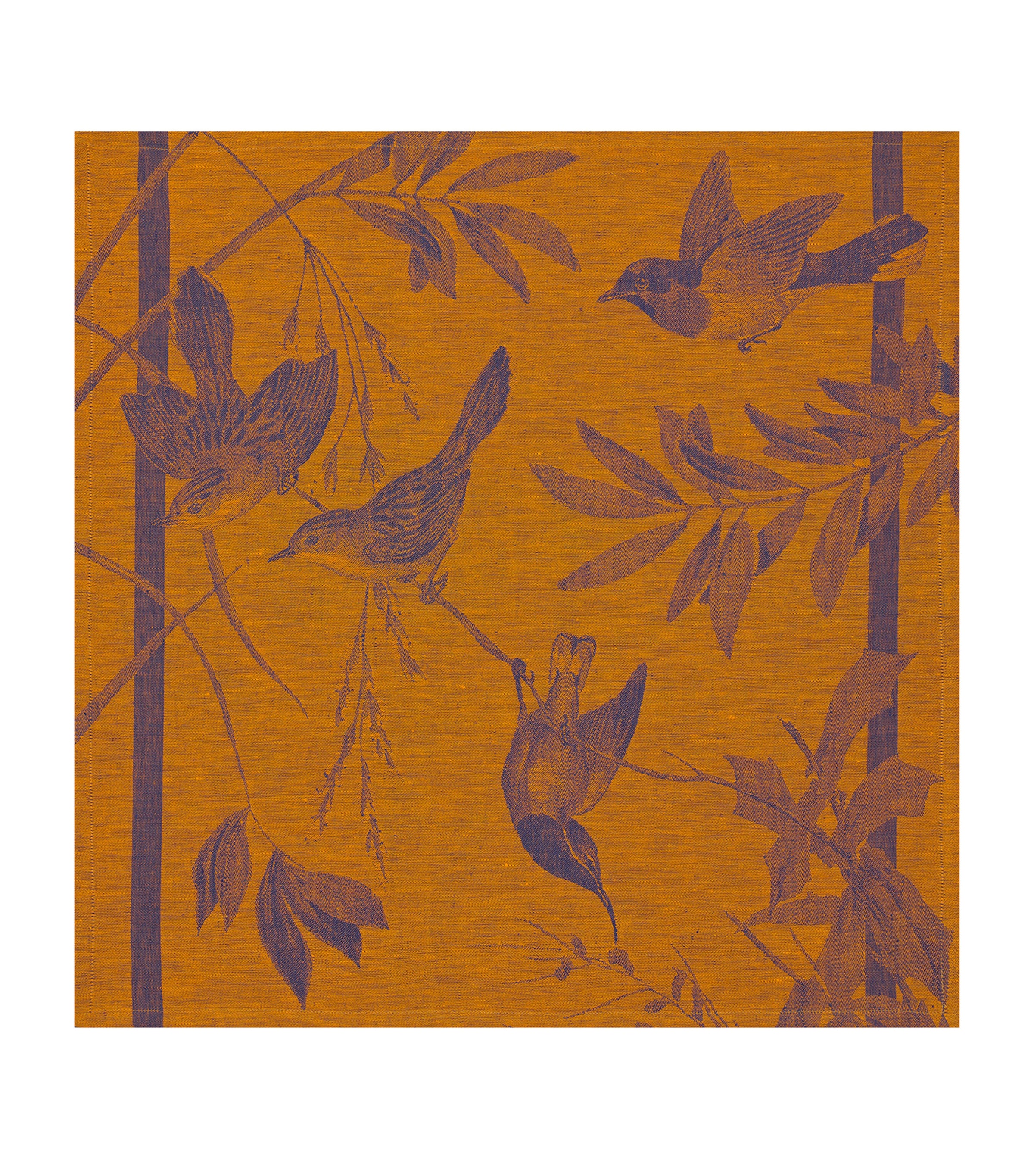 x Quinsaï Linen Volière Napkin (58cm x 58cm) BLUE ORANGE/NOCTURNE Image 1