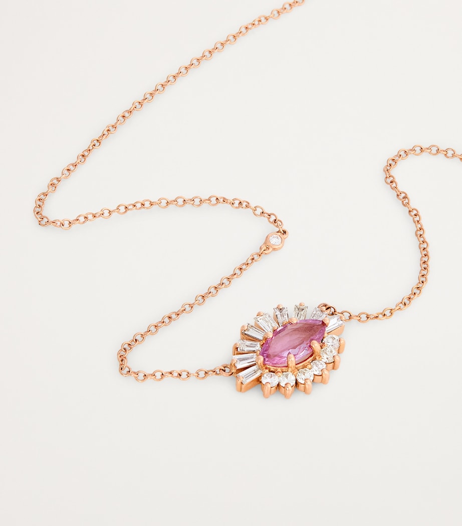 Rose Gold, Diamond and Pink Sapphire Evil Eye Necklace ROSE GOLD Image 4