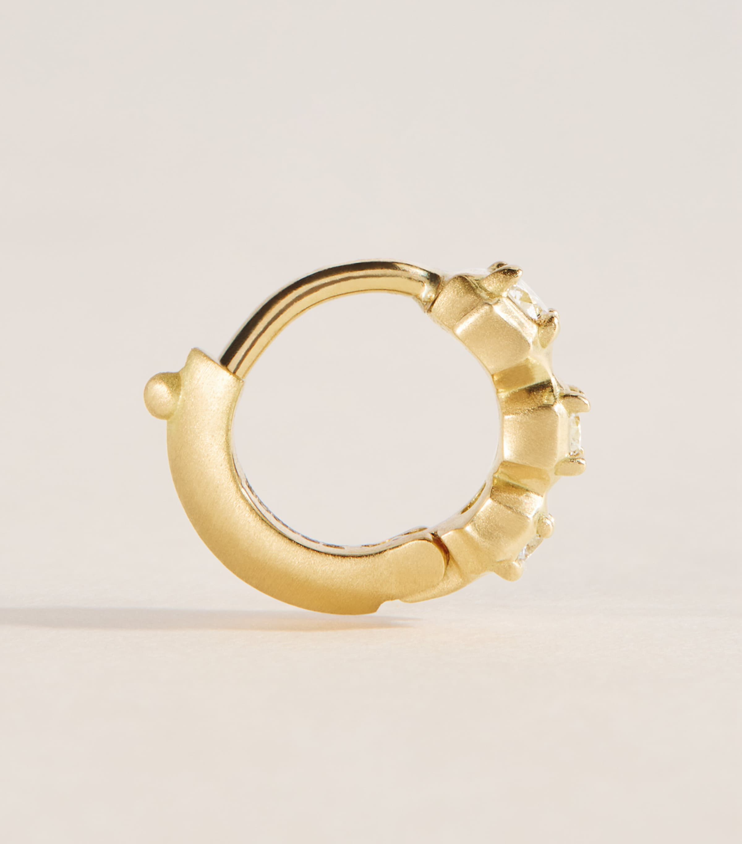 Jade Trau Mini Yellow Gold and Diamond Sophisticate Huggie Earrings Yellow Gold Image 3