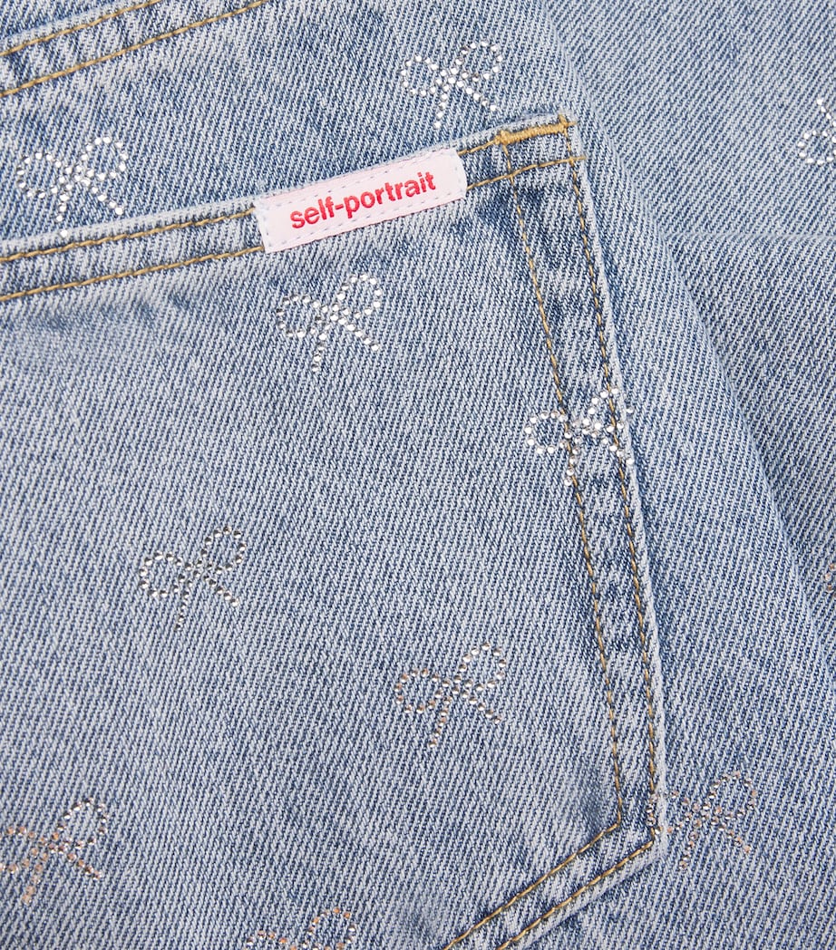 Bow Embellished Wide-Leg Jeans BLUE Image 5