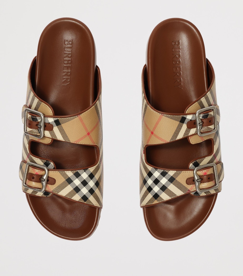 Burberry Canvas-Leather Check Urchin Slides Archive Beige Ip Chk Image 5