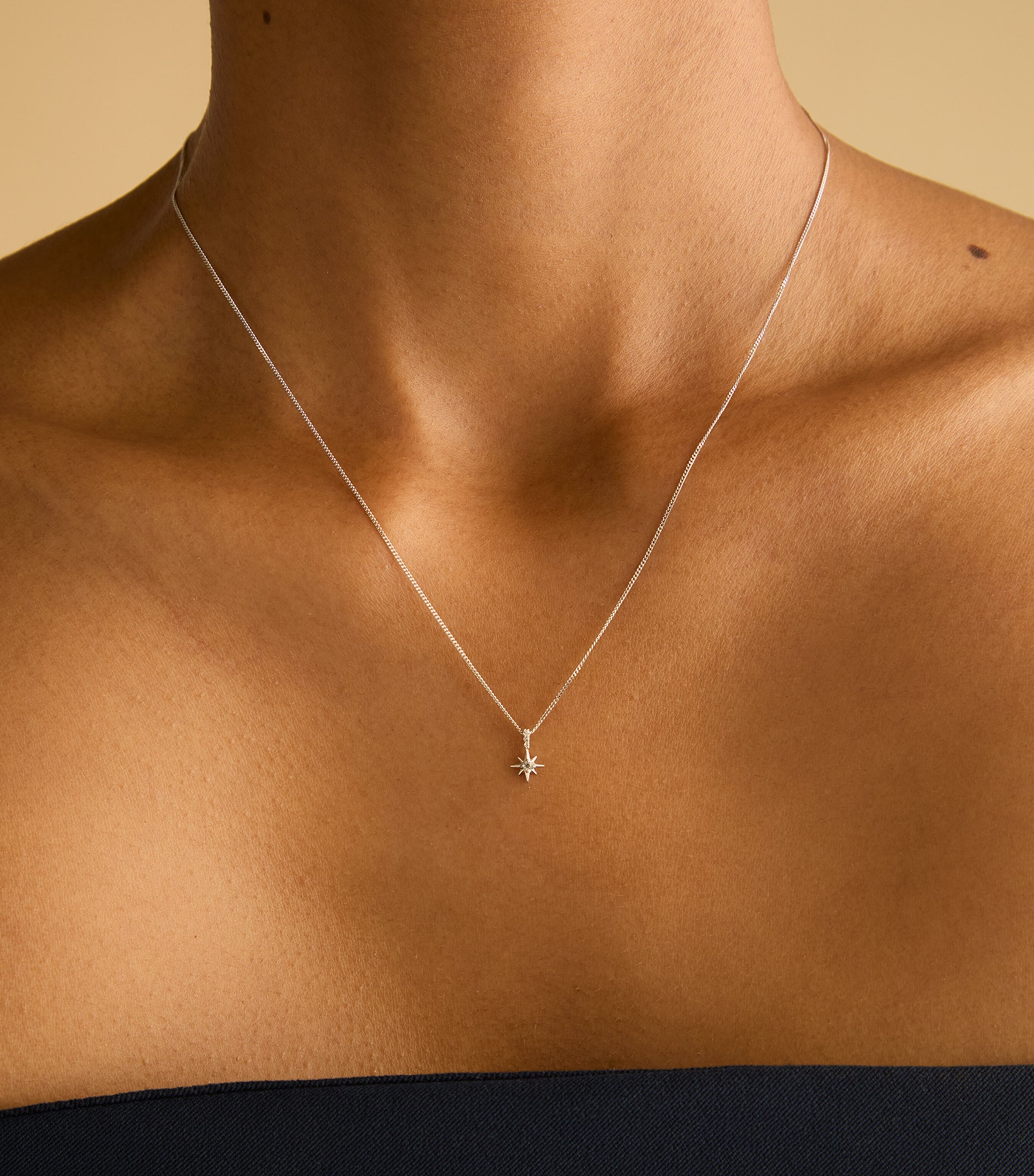 Astrid & Miyu White Gold and White Topaz Star Necklace White Gold Image 2