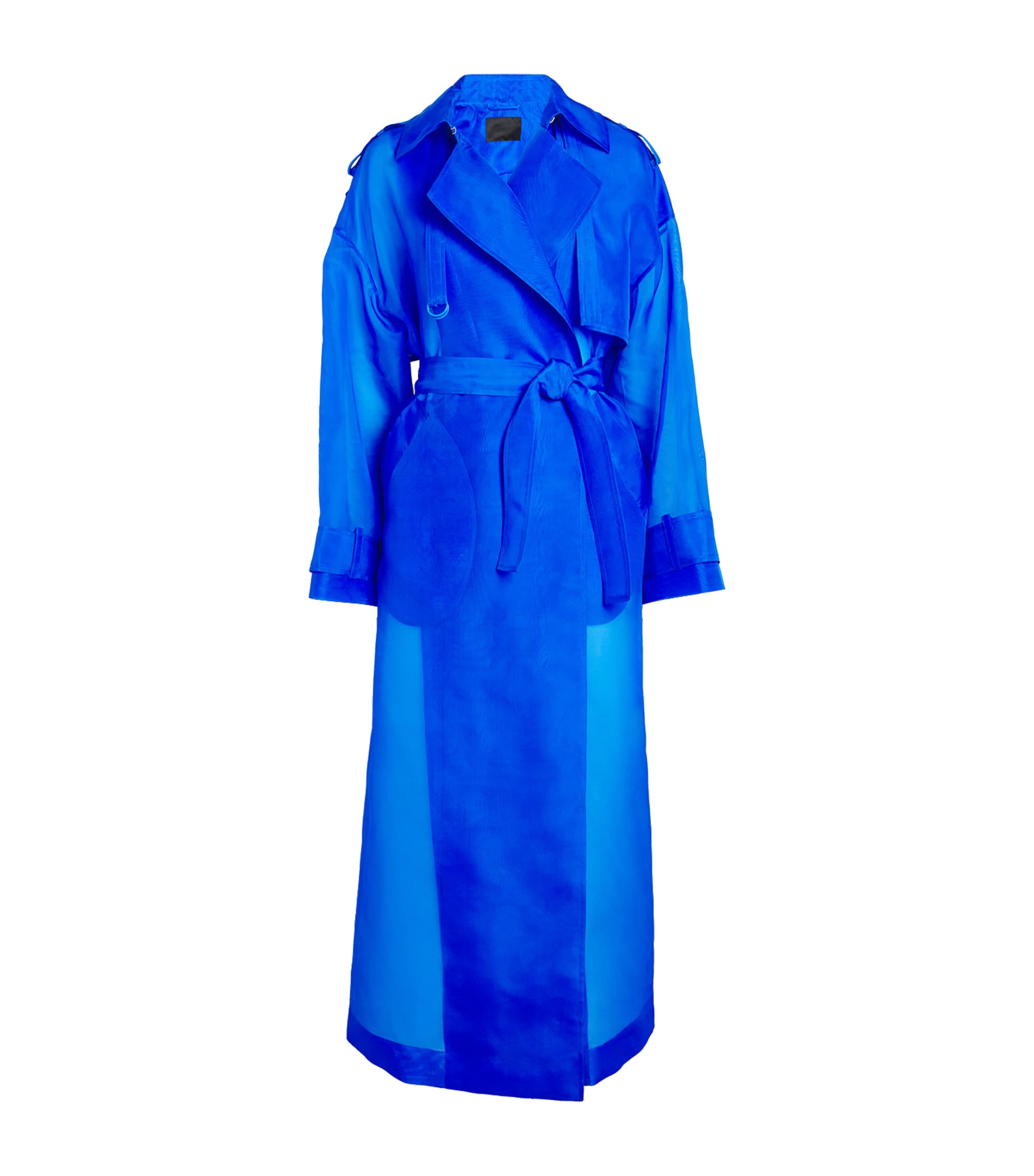 LAPOINTE Womens Silk Organza Trench Coat Electric Blue Image 1