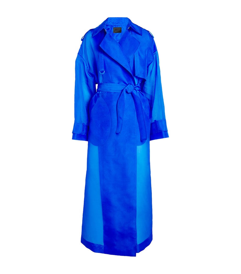 LAPOINTE Womens Silk Organza Trench Coat Electric Blue Image 1