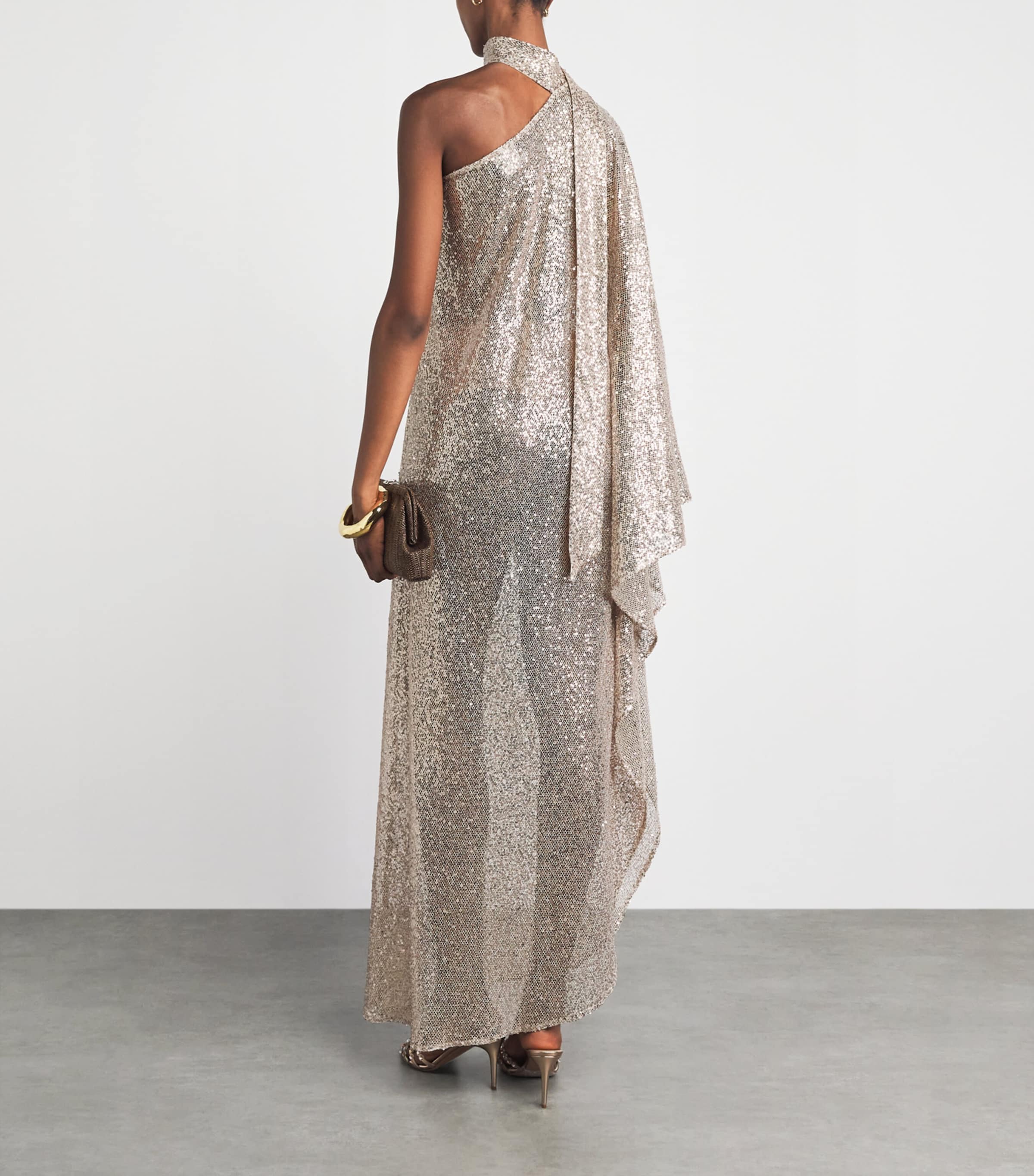 Taller Marmo Womens Sequin Ubud Disco Maxi Dress White Sand Image 4