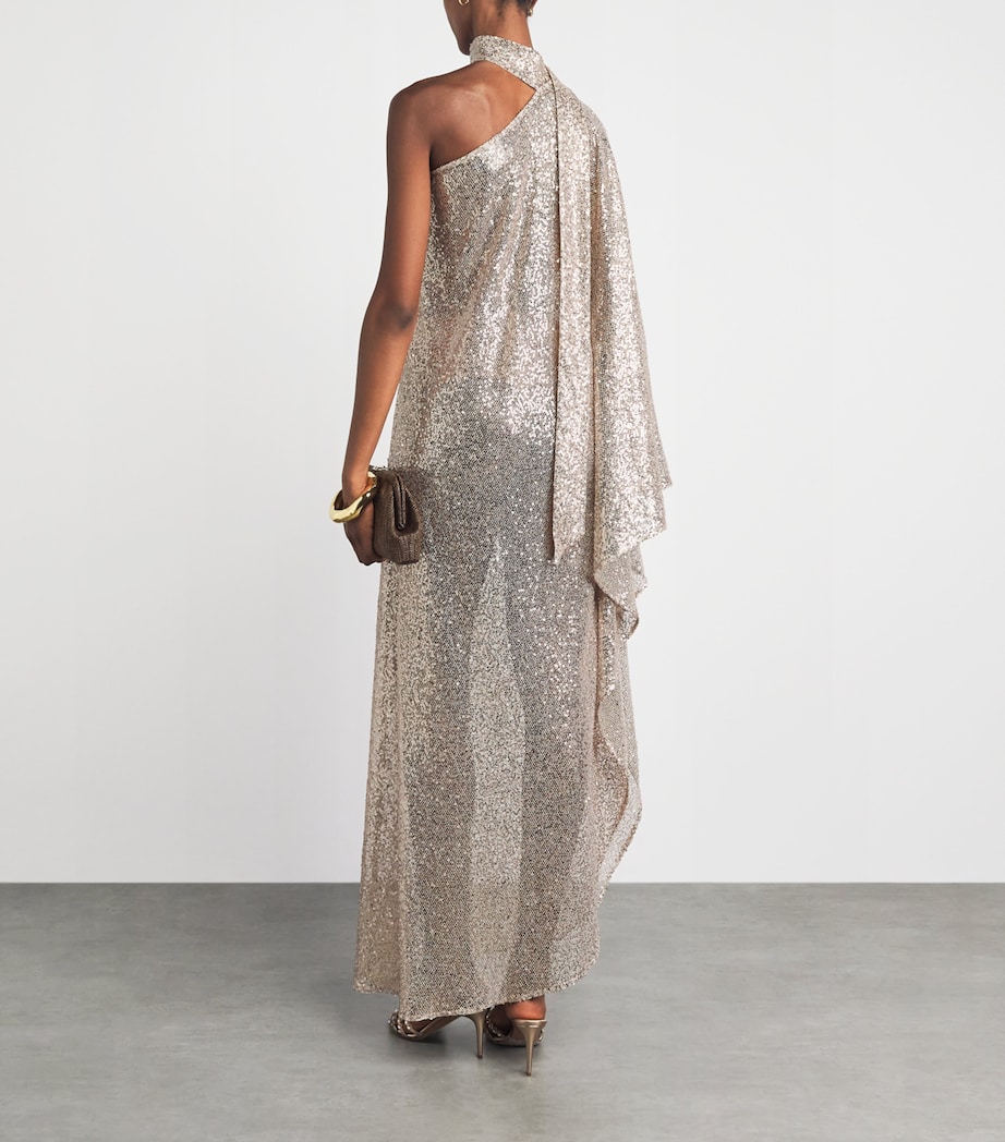 Taller Marmo Womens Sequin Ubud Disco Maxi Dress White Sand Image 4