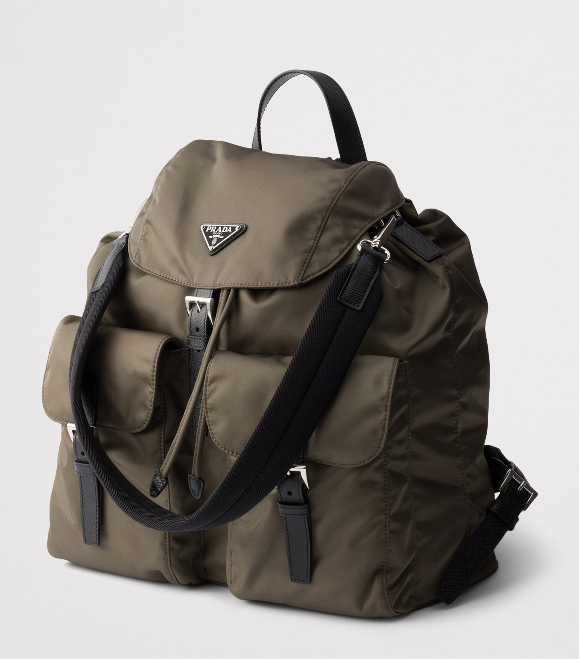 Prada Re-Nylon and Leather Explore Backpack Grey Image 3